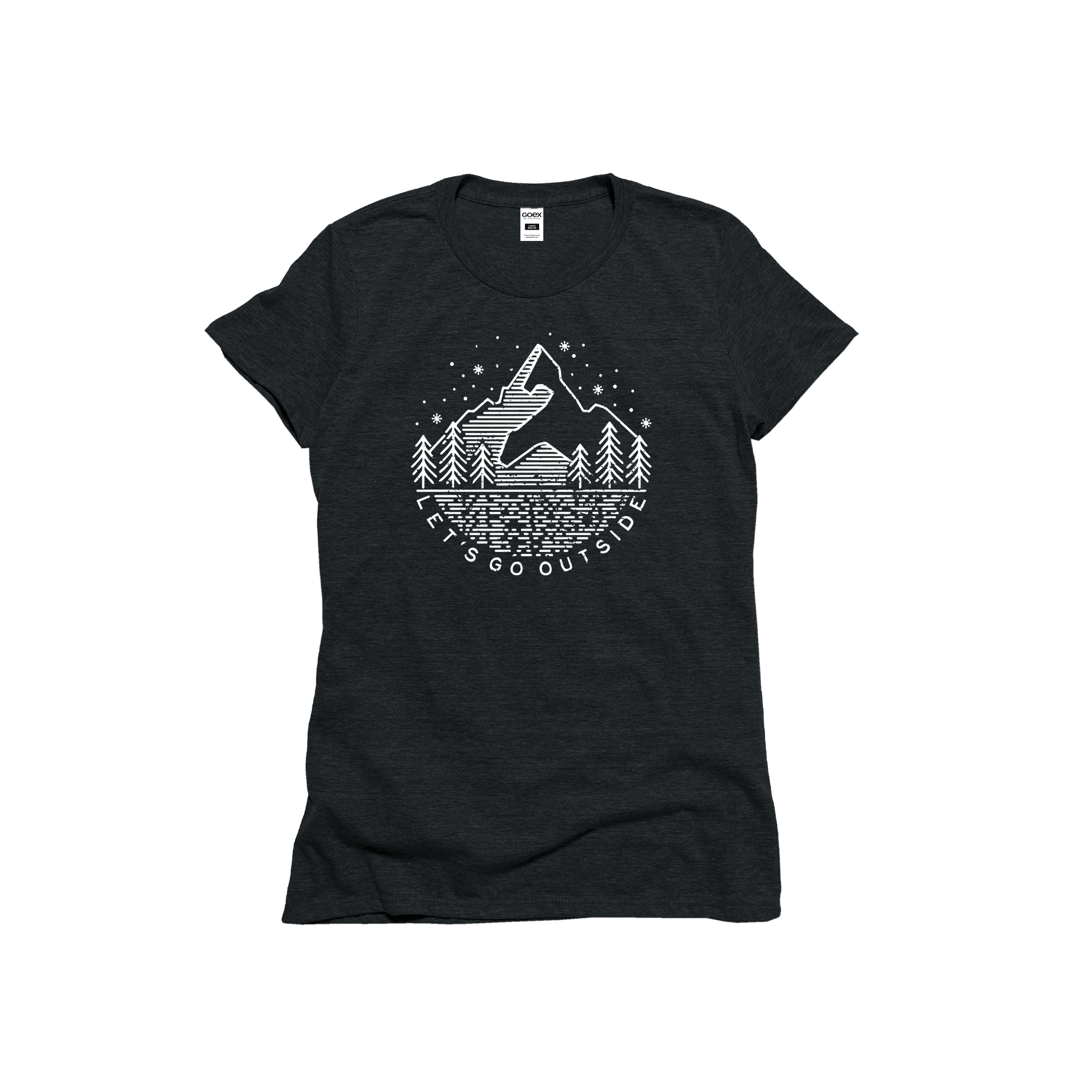 Flat Lay of GOEX Ladies Let's Go Outside Eco Triblend Tee in Charcoal