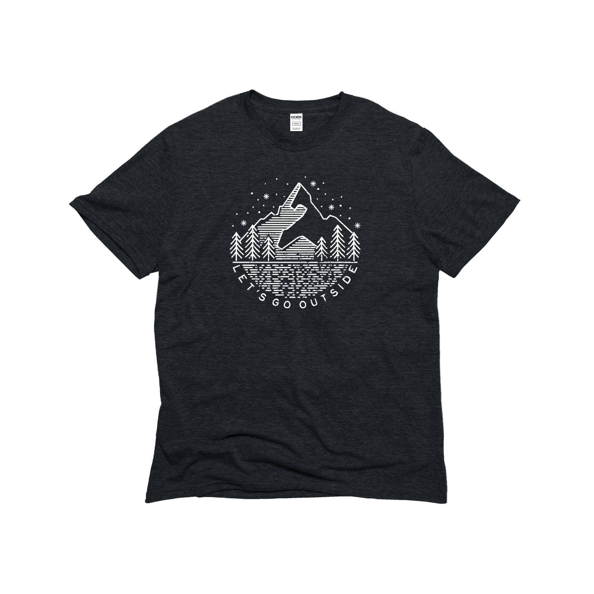 Flat Lay of GOEX Unisex and Men's Let's Go Outside Eco Triblend Tee in Charcoal