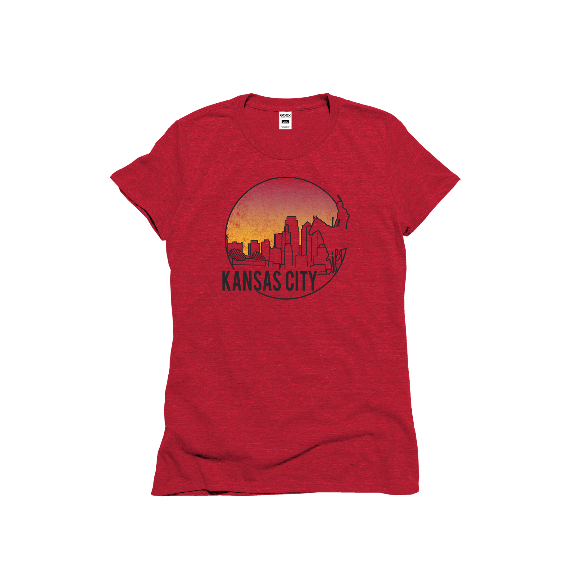 Flat Lay of GOEX Ladies KC Scout Eco Triblend Graphic Tee in Red