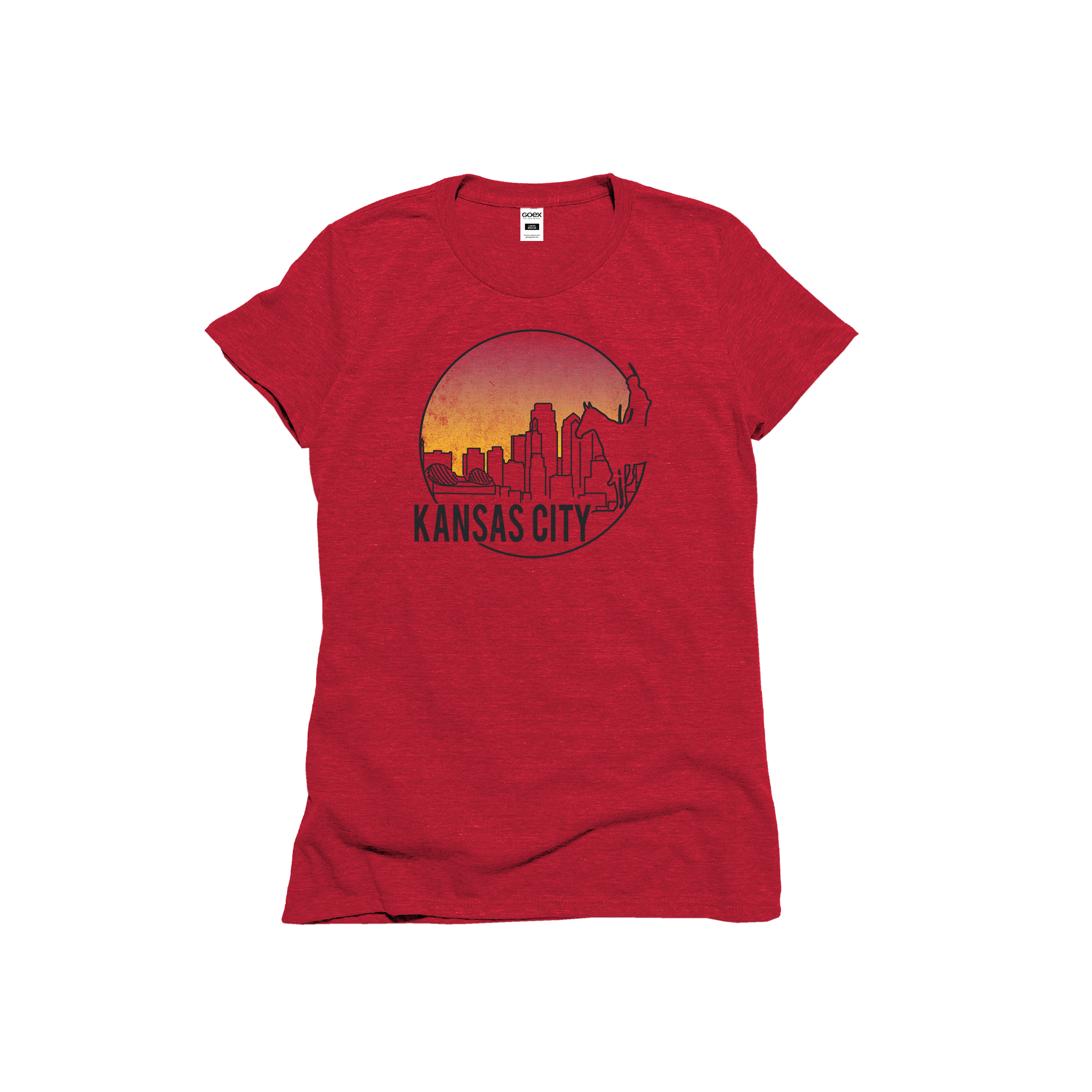 Flat Lay of GOEX Ladies KC Scout Eco Triblend Graphic Tee in Red