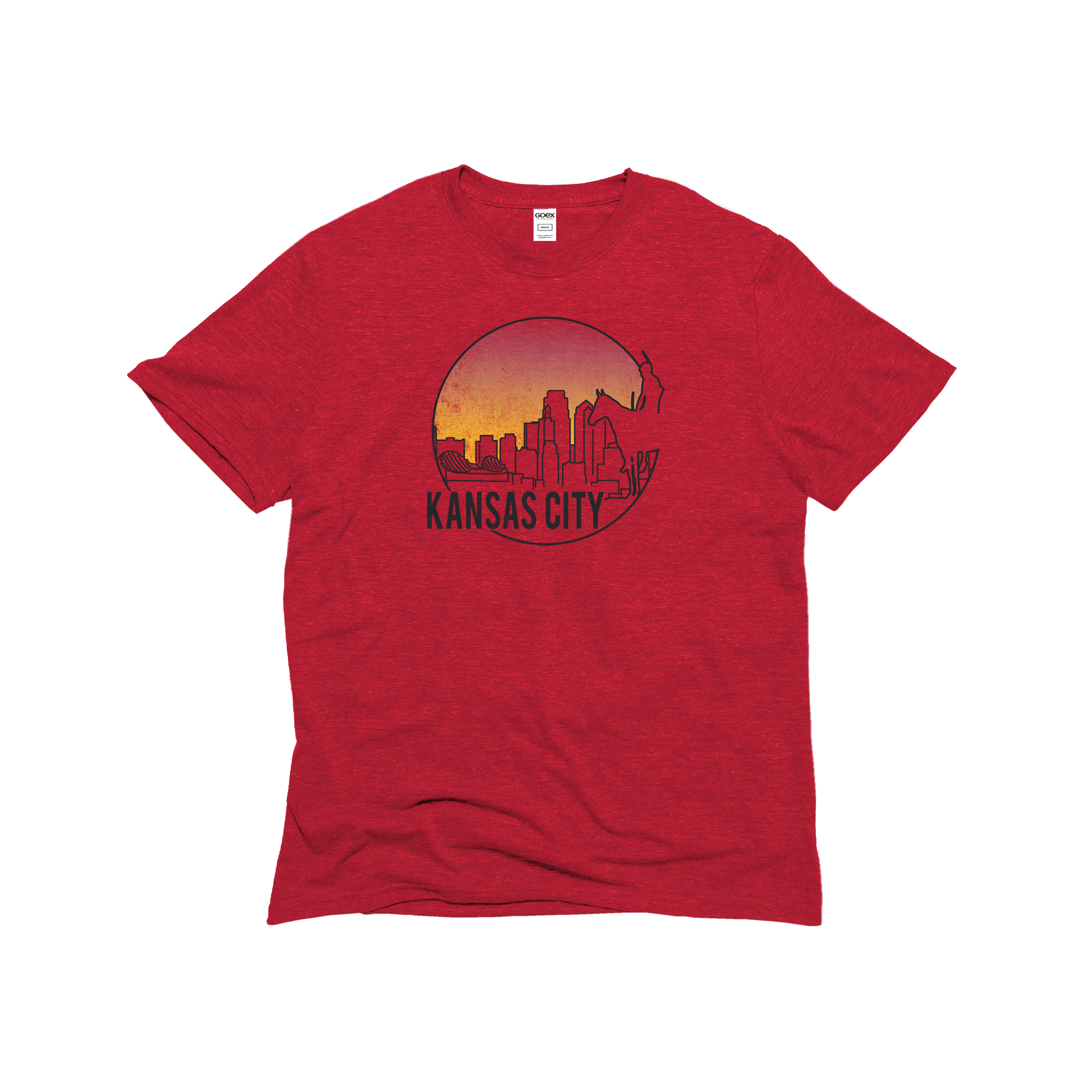 Flat Lay of GOEX Unisex and Men's KC Scout Eco Triblend Graphic Tee in Red