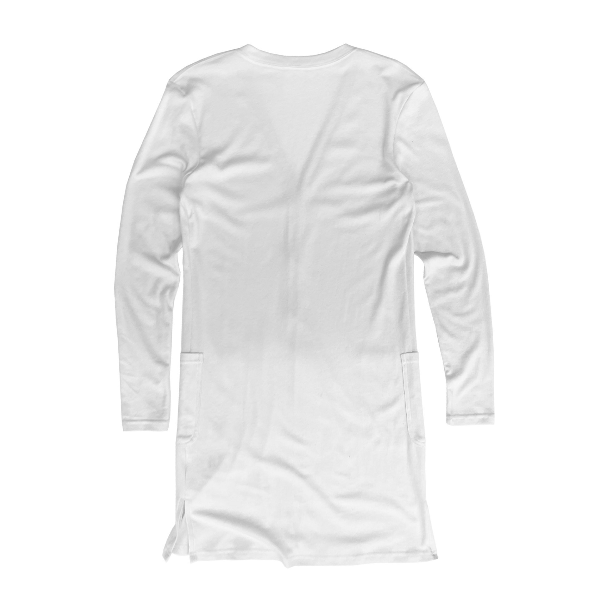 Back Flat Lay of GOEX Ladies Eco Triblend Rib Cardigan in White
