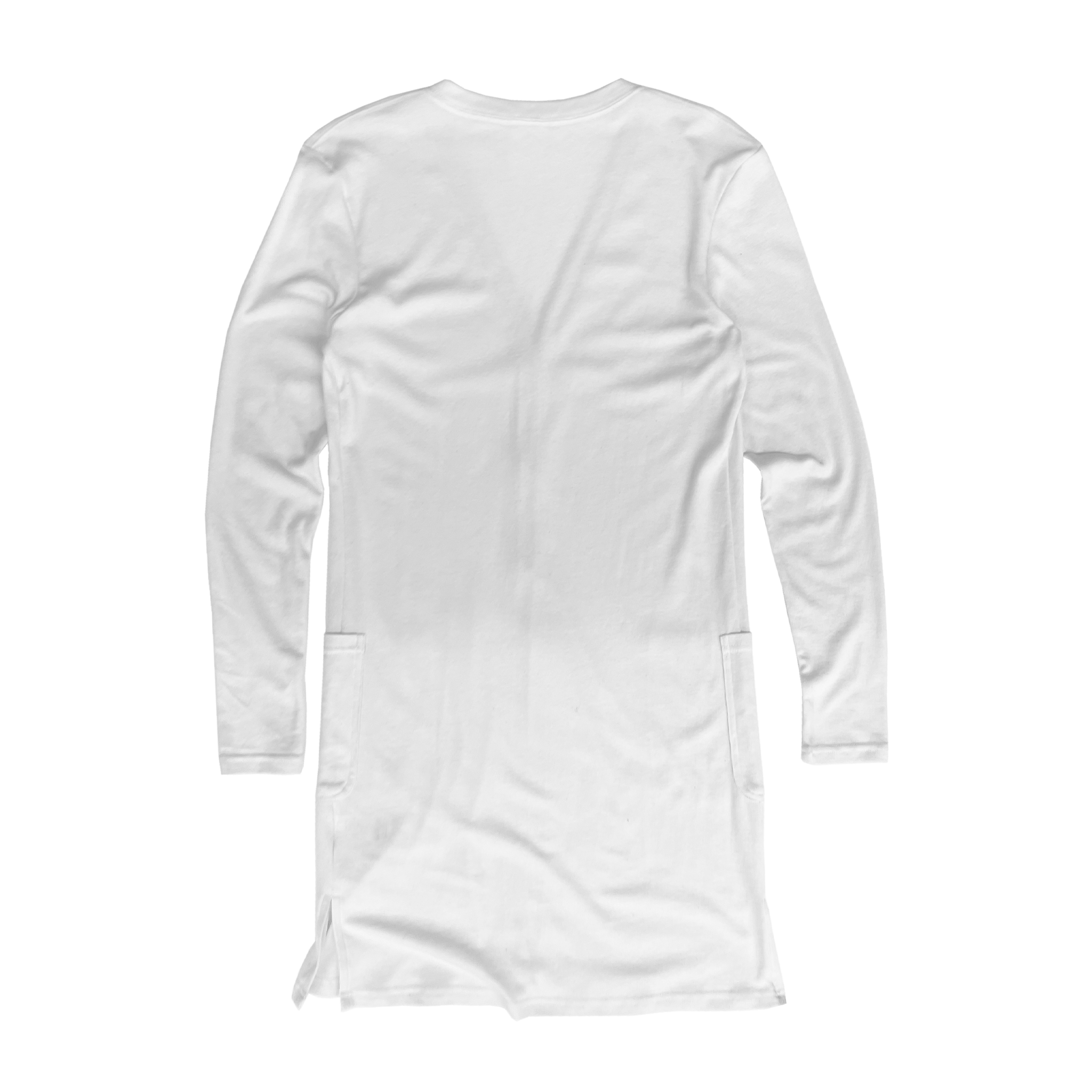 Back Flat Lay of GOEX Ladies Eco Triblend Rib Cardigan in White