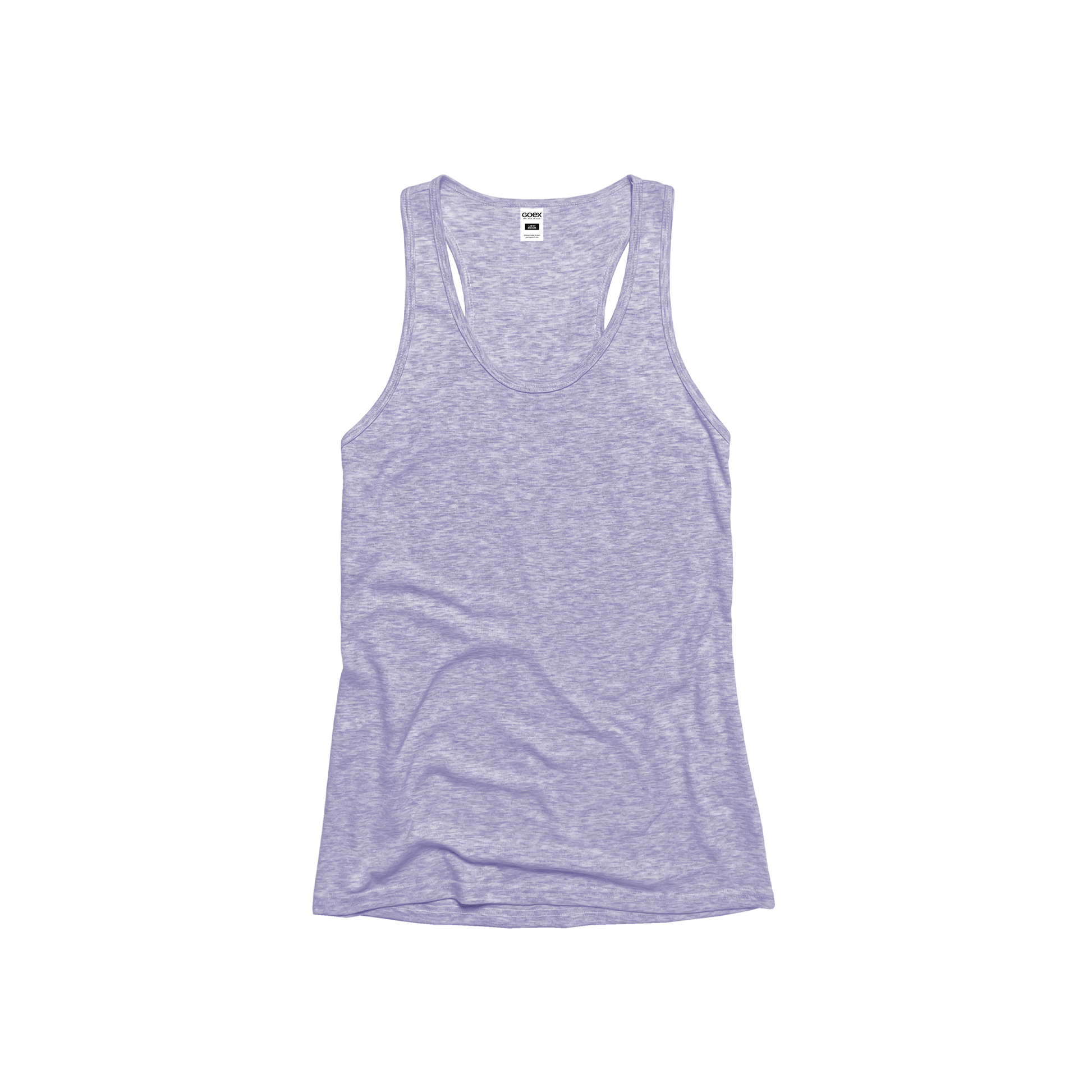 Front Flat Lay of GOEX Ladies Eco Triblend Rib Tank in Lavender