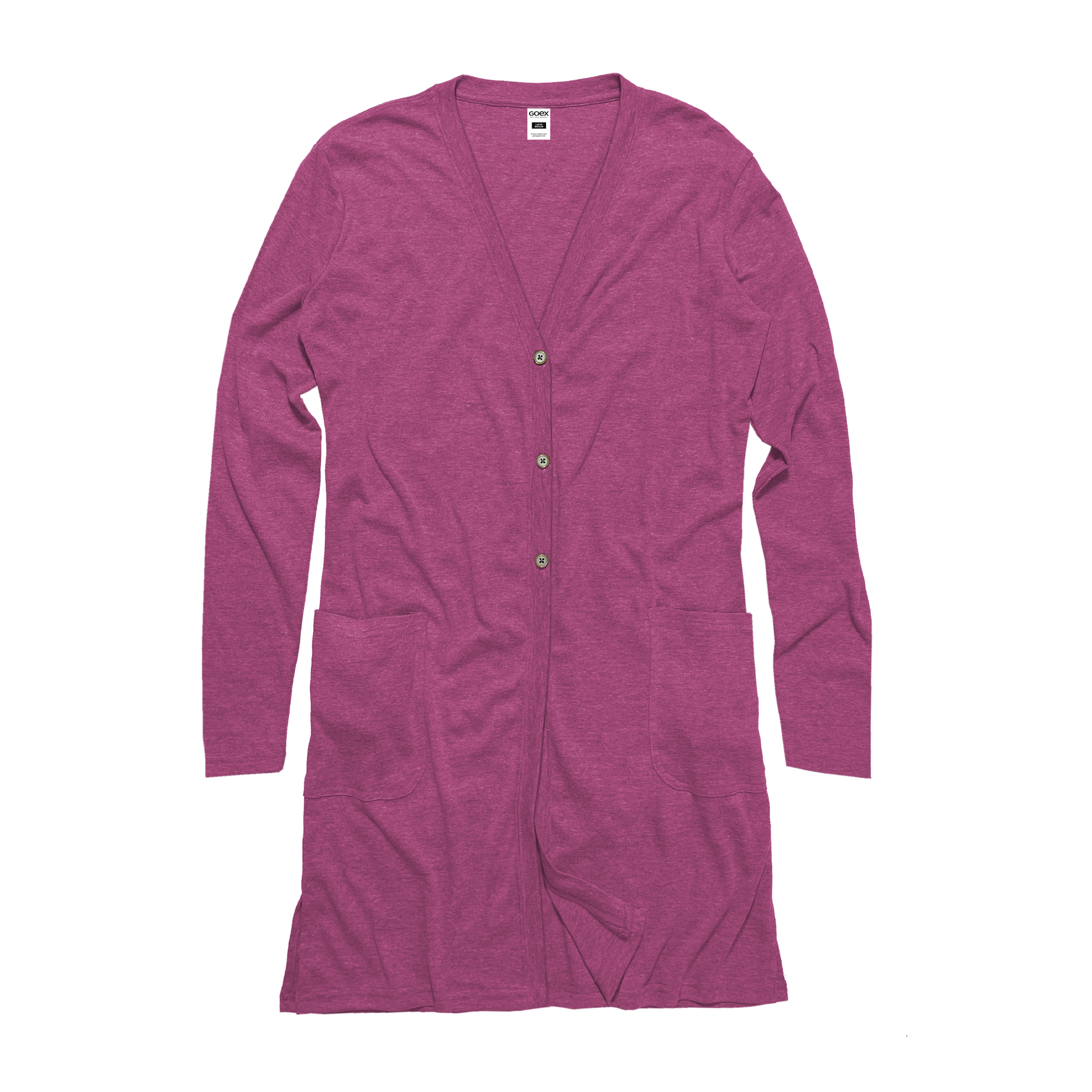 Front Flat Lay of GOEX Ladies Eco Triblend Rib Cardigan in Berry