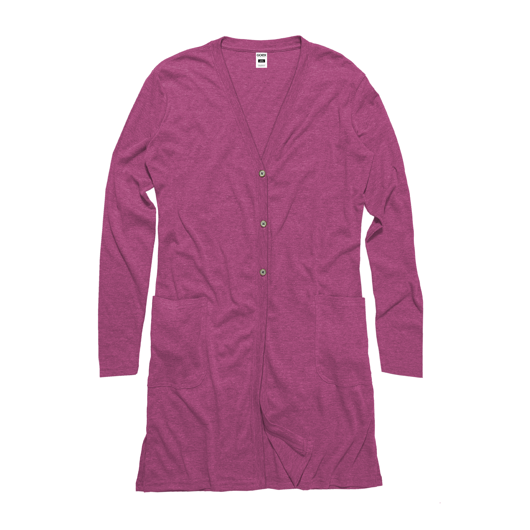 Front Flat Lay of GOEX Ladies Eco Triblend Rib Cardigan in Berry