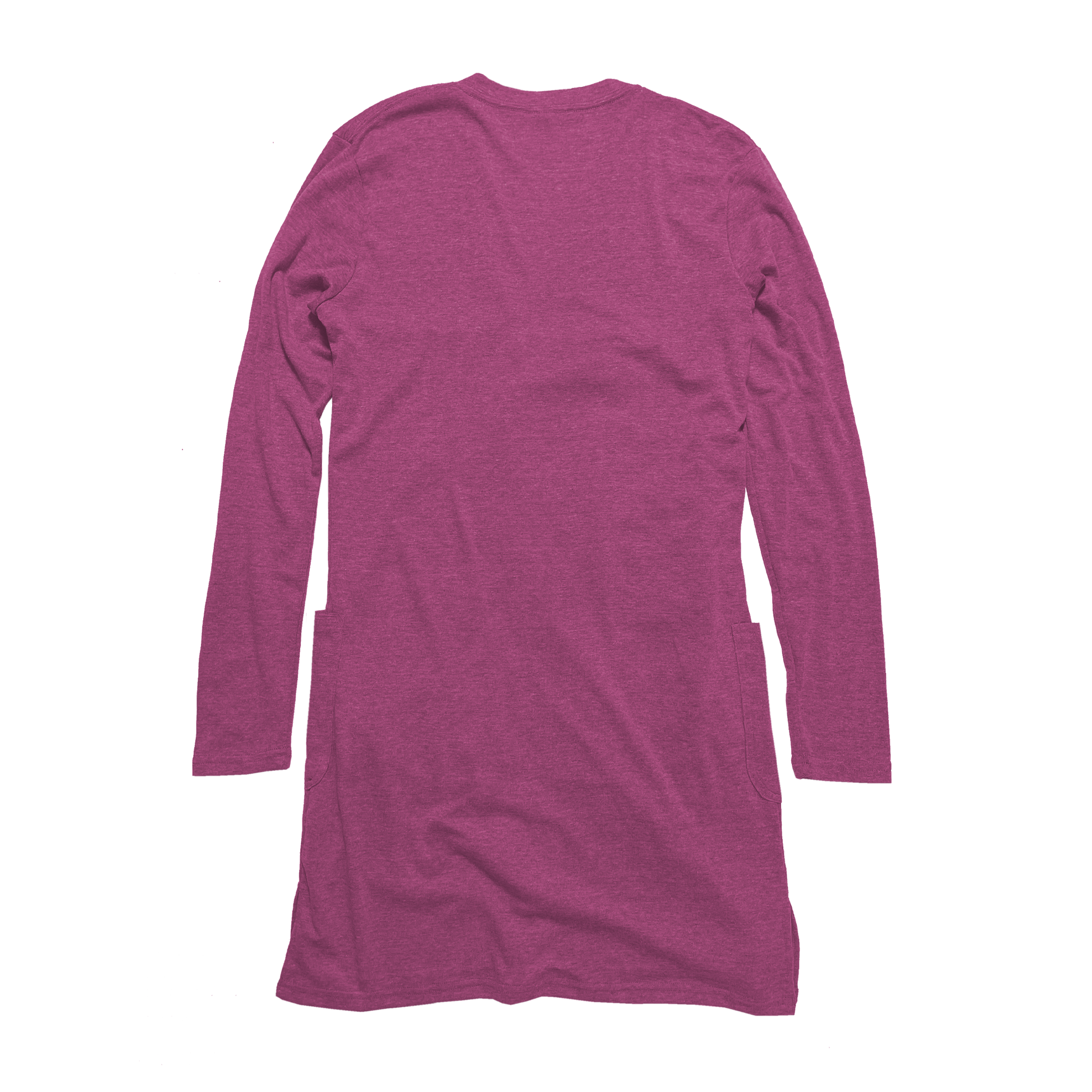 Back Flat Lay of GOEX Ladies Eco Triblend Rib Cardigan in Berry