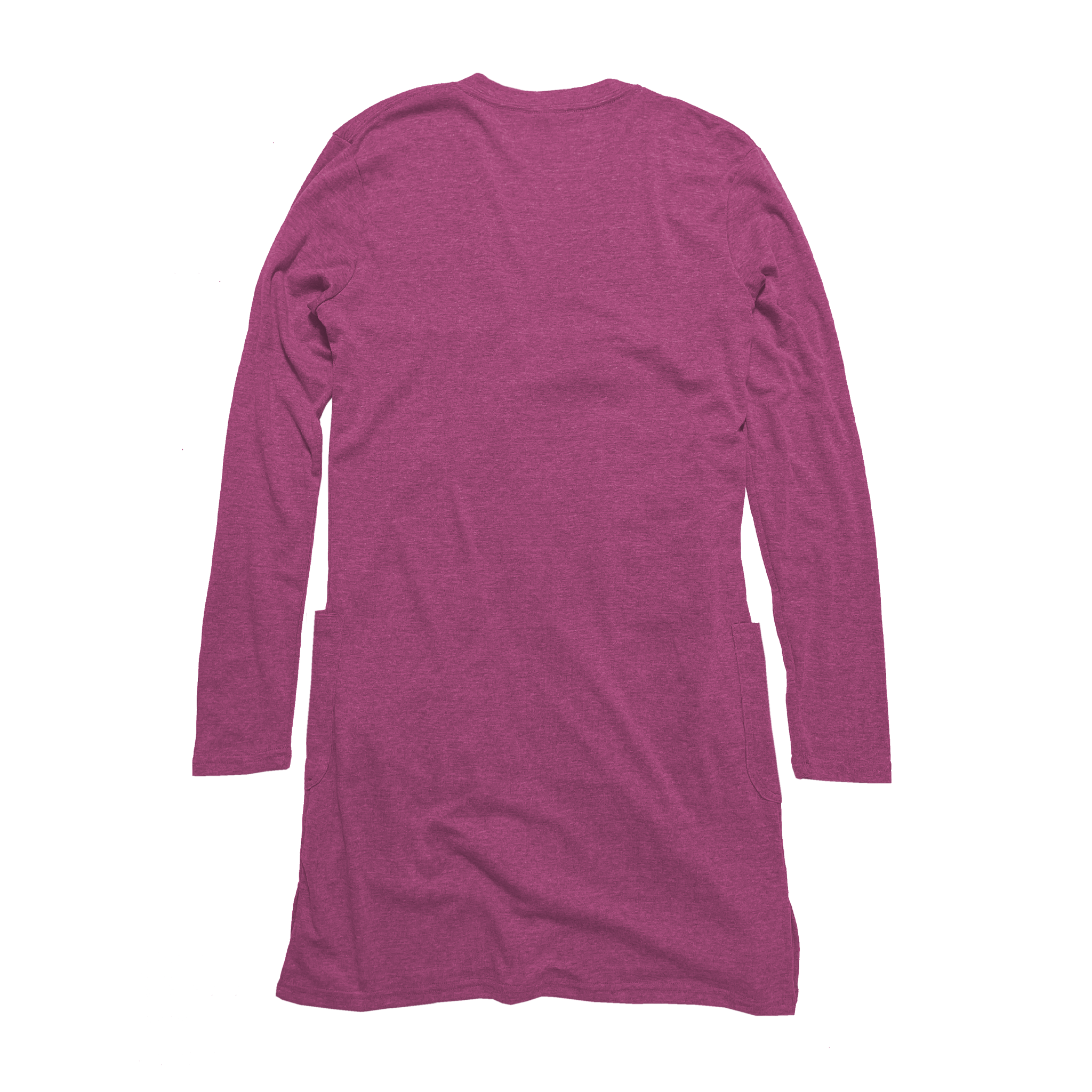 Back Flat Lay of GOEX Ladies Eco Triblend Rib Cardigan in Berry