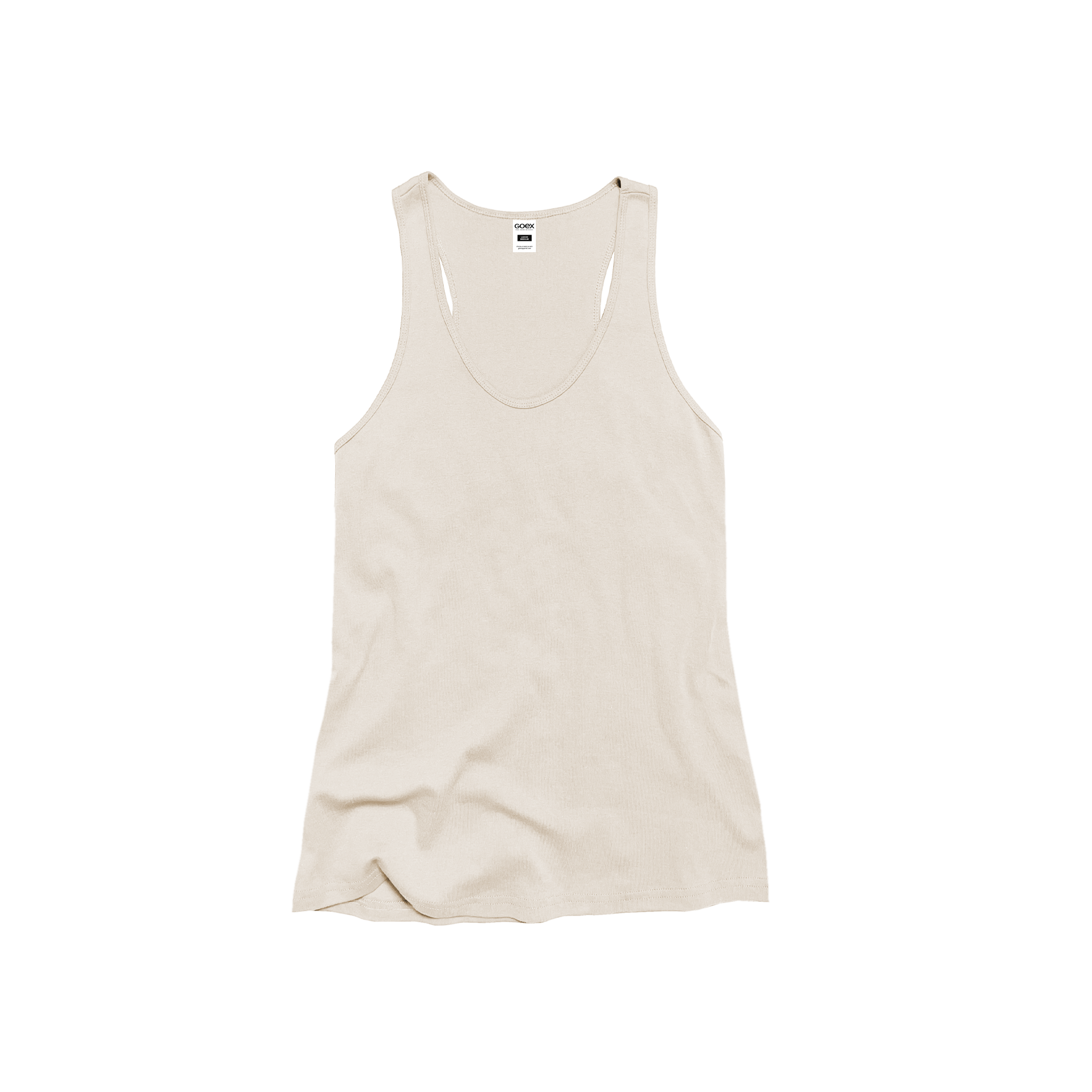 Front Flat Lay of GOEX Ladies Eco Cotton Rib Tank in Ivory