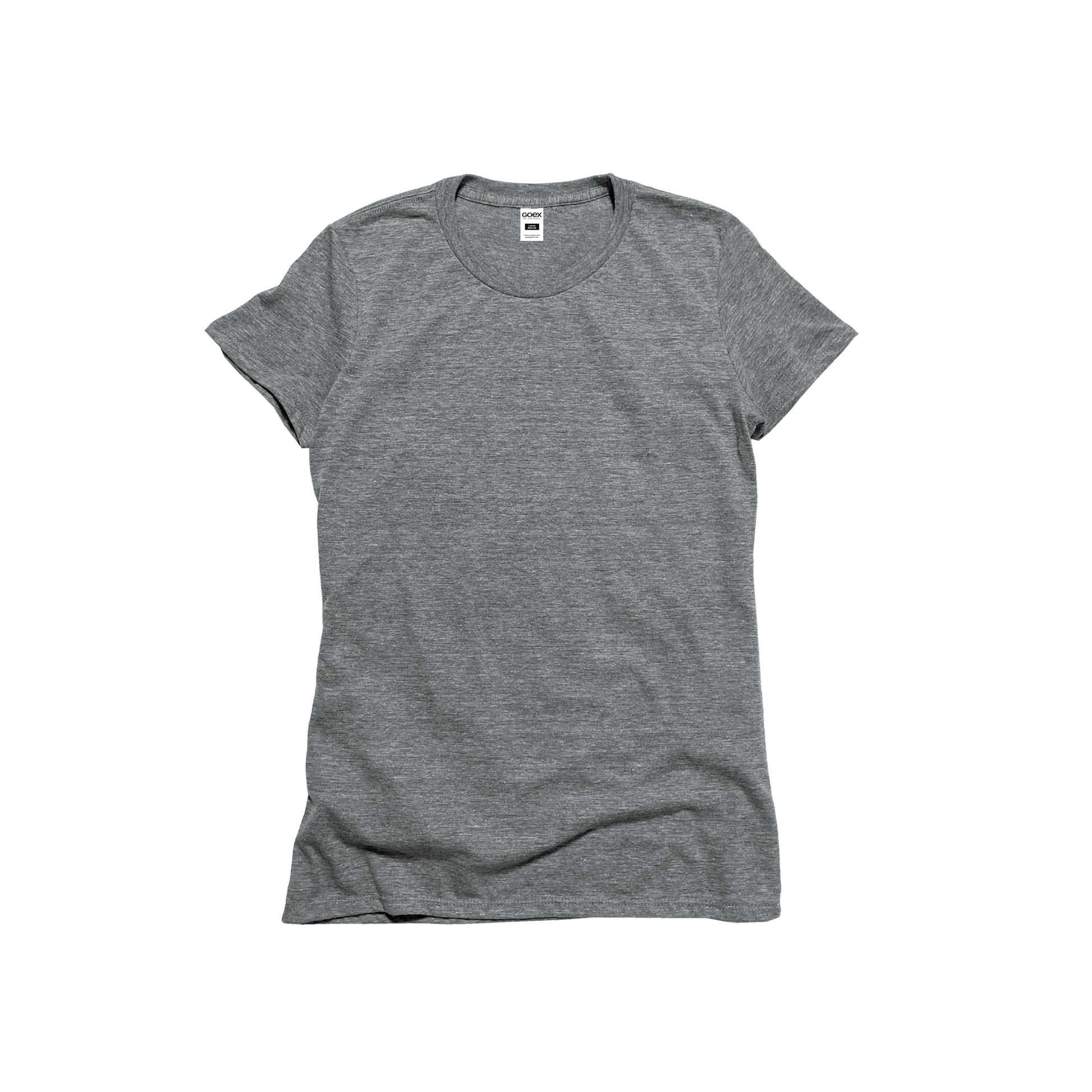 Front Flat Lay of GOEX Ladies Eco Triblend Tee in Heather Grey
