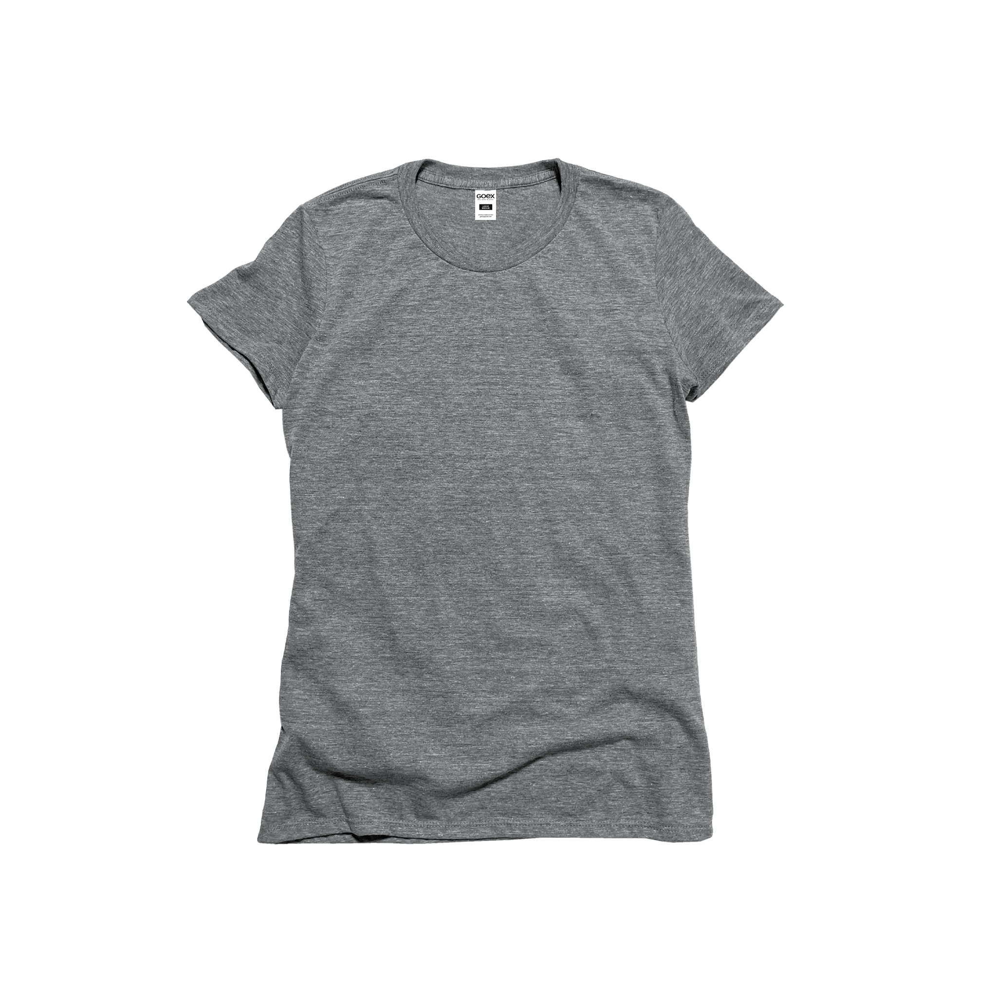 Front Flat Lay of GOEX Ladies Eco Triblend Tee in Heather Grey