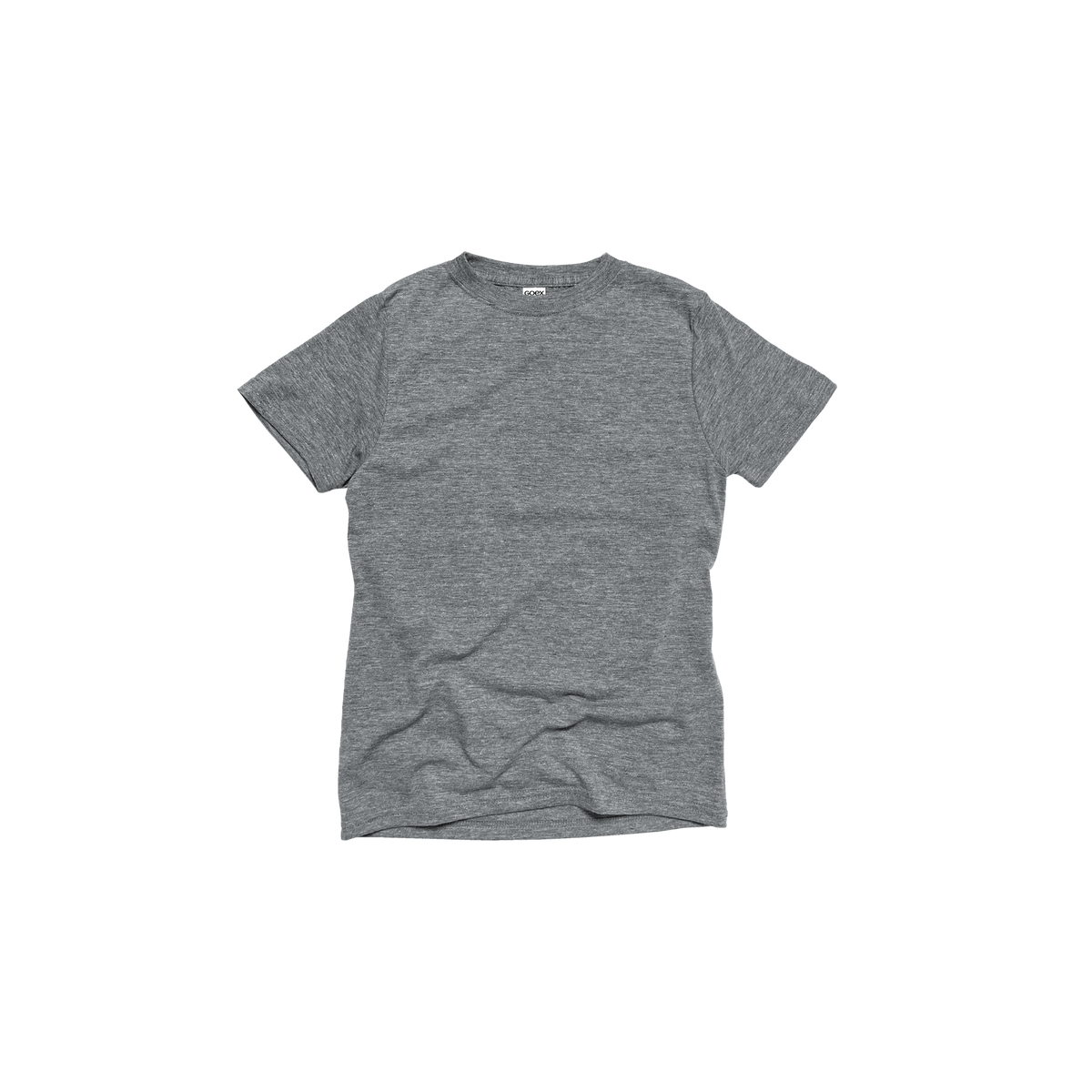 Front Flat Lay of GOEX Youth Eco Triblend Tee in Heather Grey