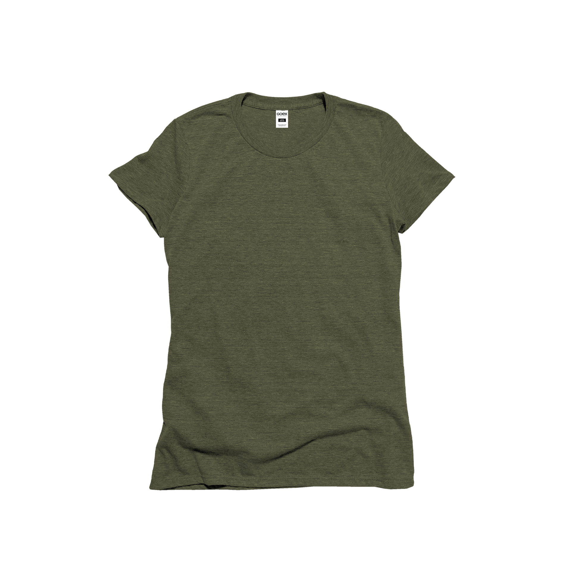 Front Flat Lay of GOEX Ladies Eco Triblend Tee in Olive