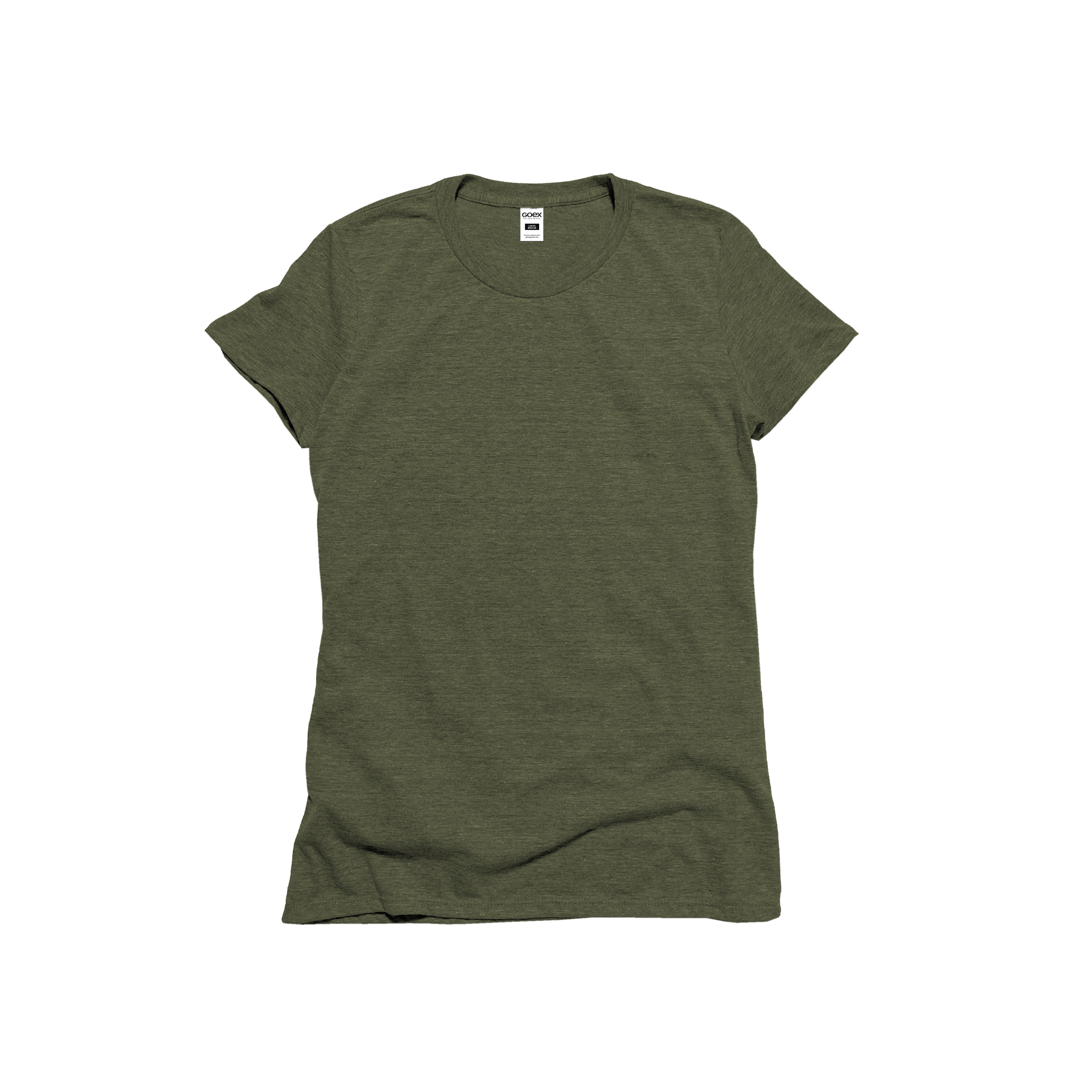 Front Flat Lay of GOEX Ladies Eco Triblend Tee in Olive