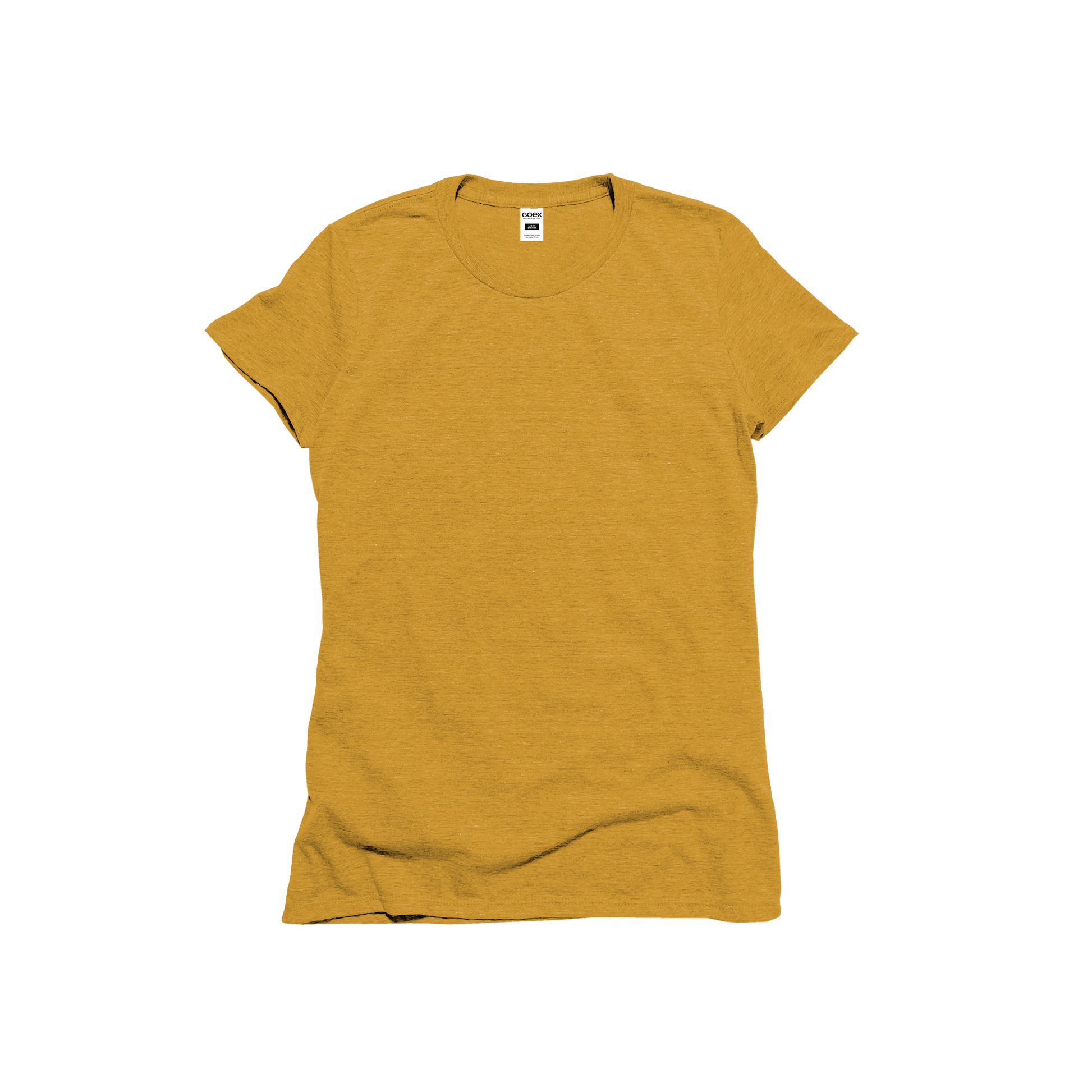 Front Flat Lay of GOEX Ladies Eco Triblend tee in Mustard