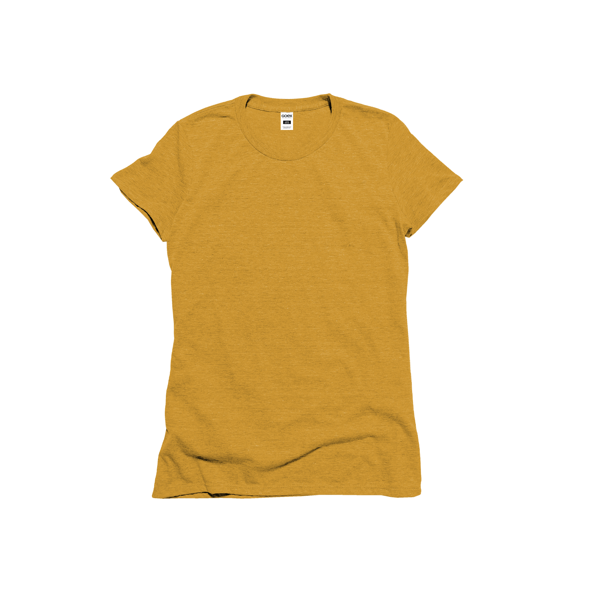 Front Flat Lay of GOEX Ladies Eco Triblend tee in Mustard