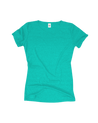 Front Flat Lay of GOEX Eco Triblend Ladies Rib Tee in Teal