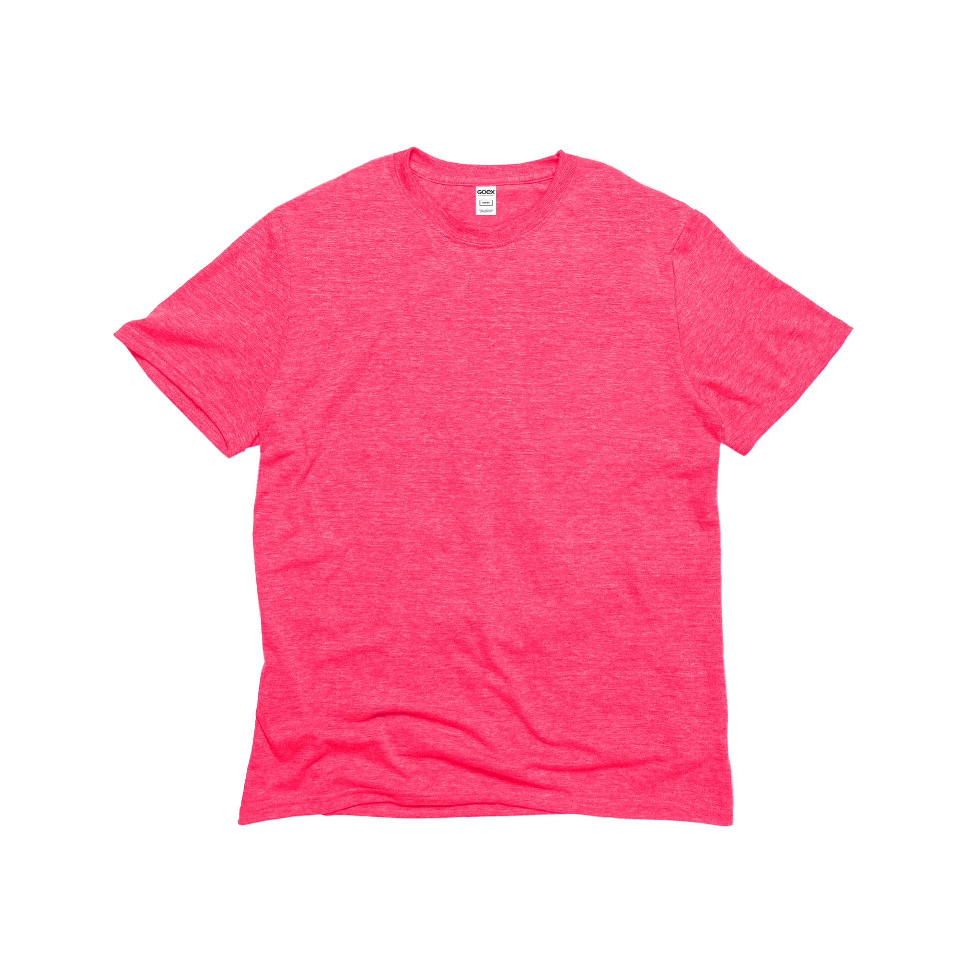 Front Flat Lay of GOEX Unisex and Men's Eco Triblend Tee in Neon Pink