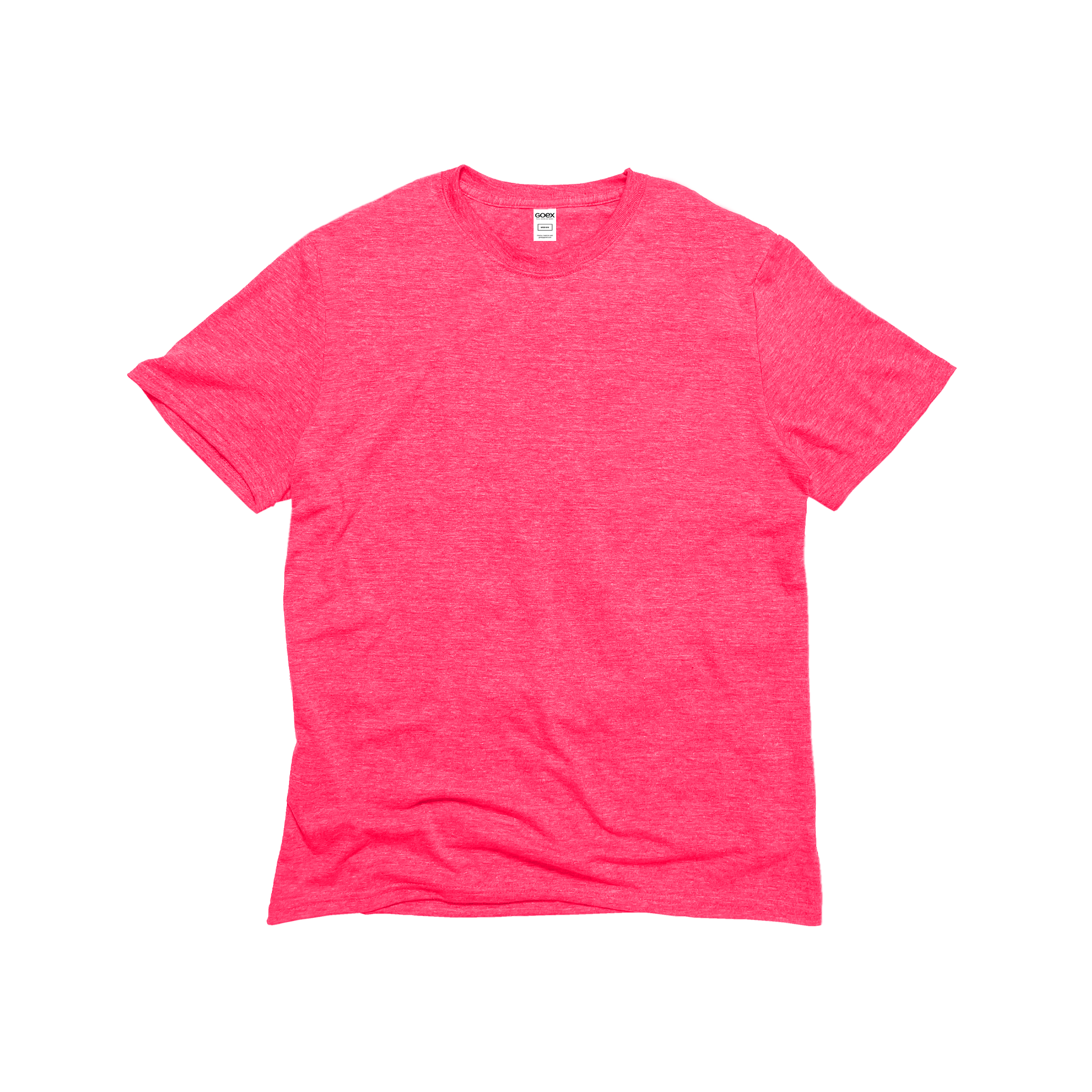 Front Flat Lay of GOEX Unisex and Men's Eco Triblend Tee in Neon Pink