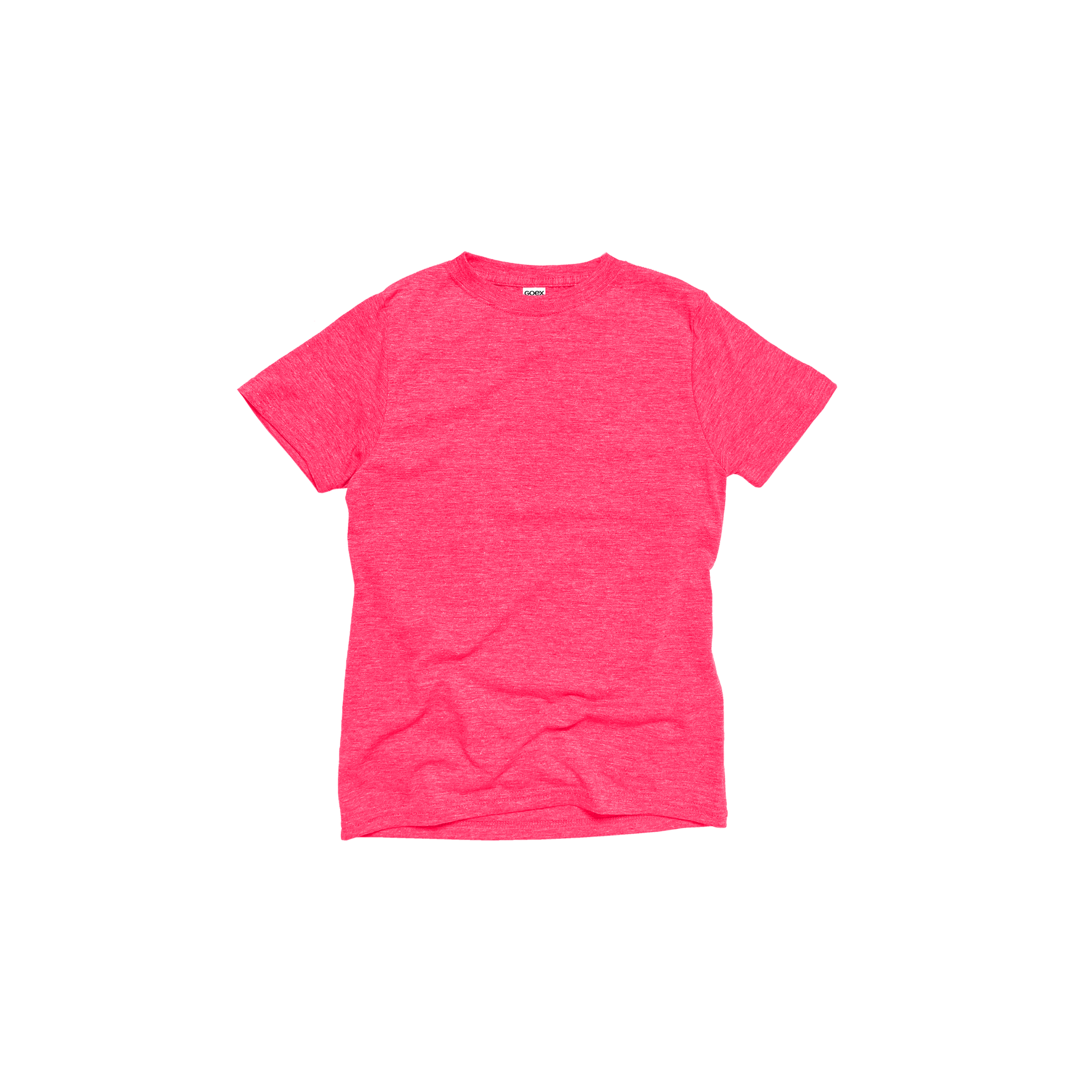 Front Flat Lay of GOEX Youth Eco Triblend Tee in Neon Pink