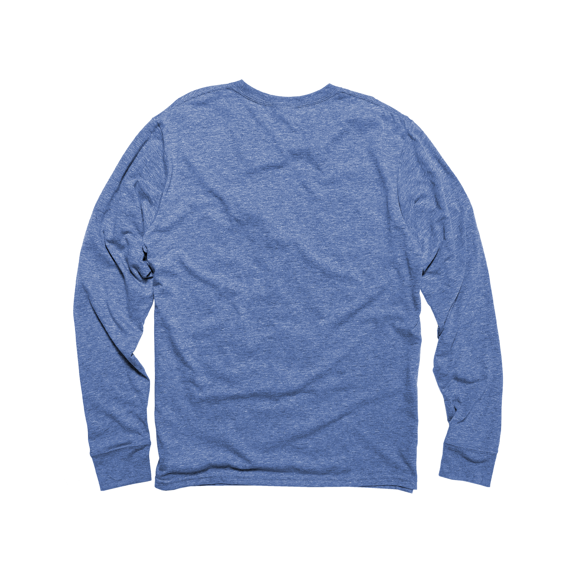 Back Flat Lay of GOEX Unisex and Men's Eco Triblend Long Sleeve Tee in Light Blue