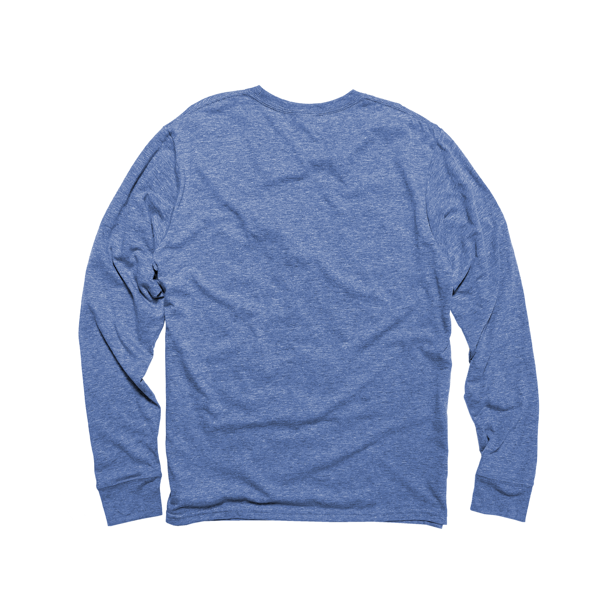 Back Flat Lay of GOEX Unisex and Men's Eco Triblend Long Sleeve Tee in Light Blue