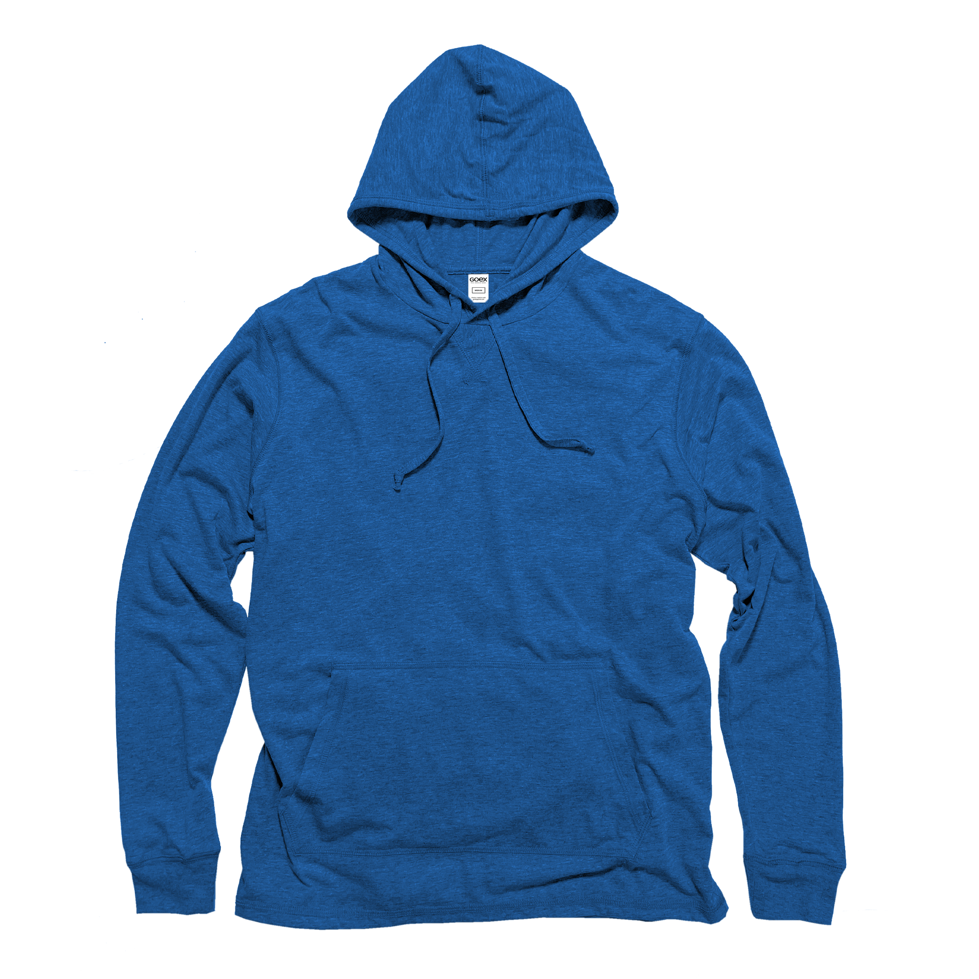 Front Flat Lay of GOEX Unisex and Men's Eco Triblend Long Sleeve Tee in Royal