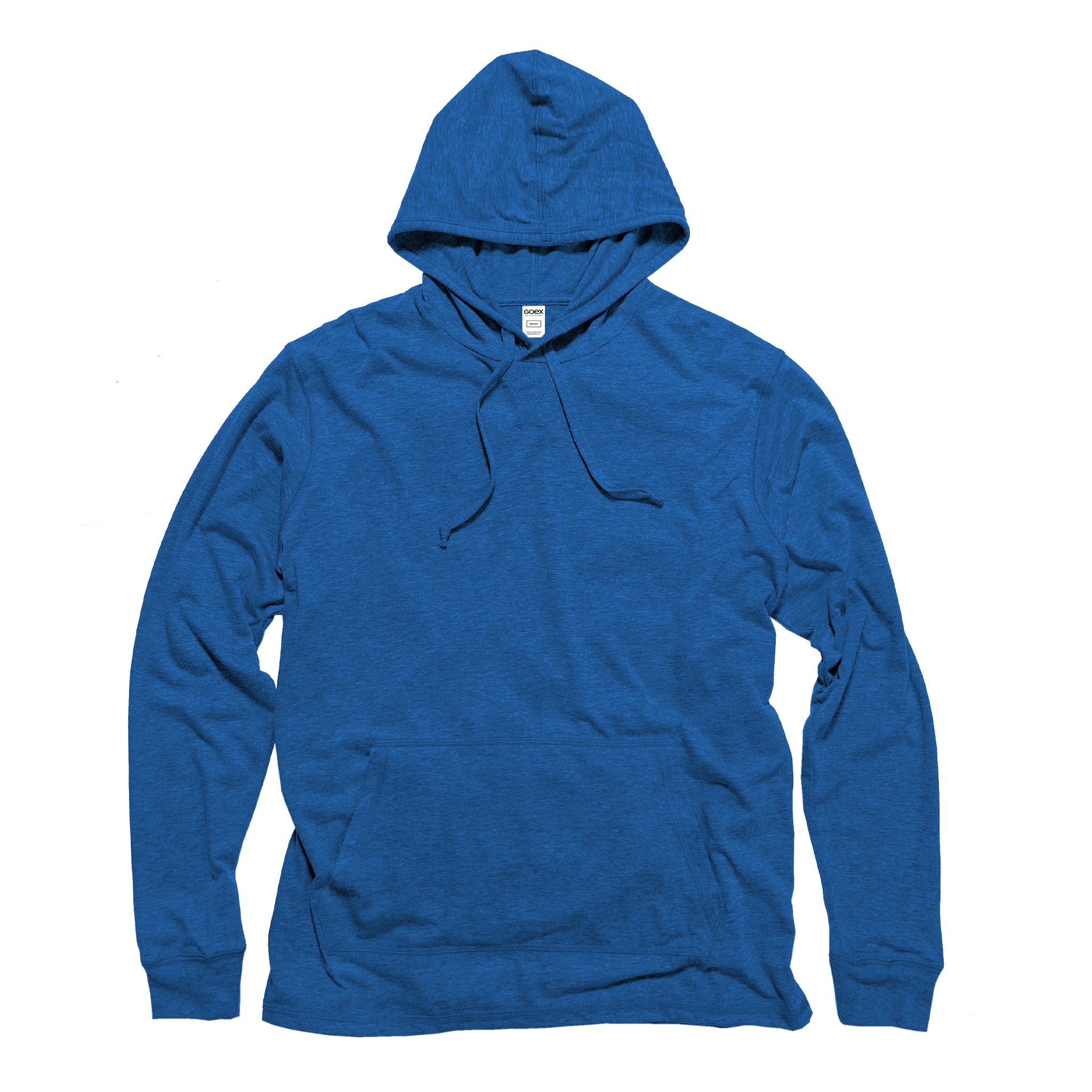 Front Flat Lay of GOEX Unisex and Men's Eco Triblend Long Sleeve Tee in Royal