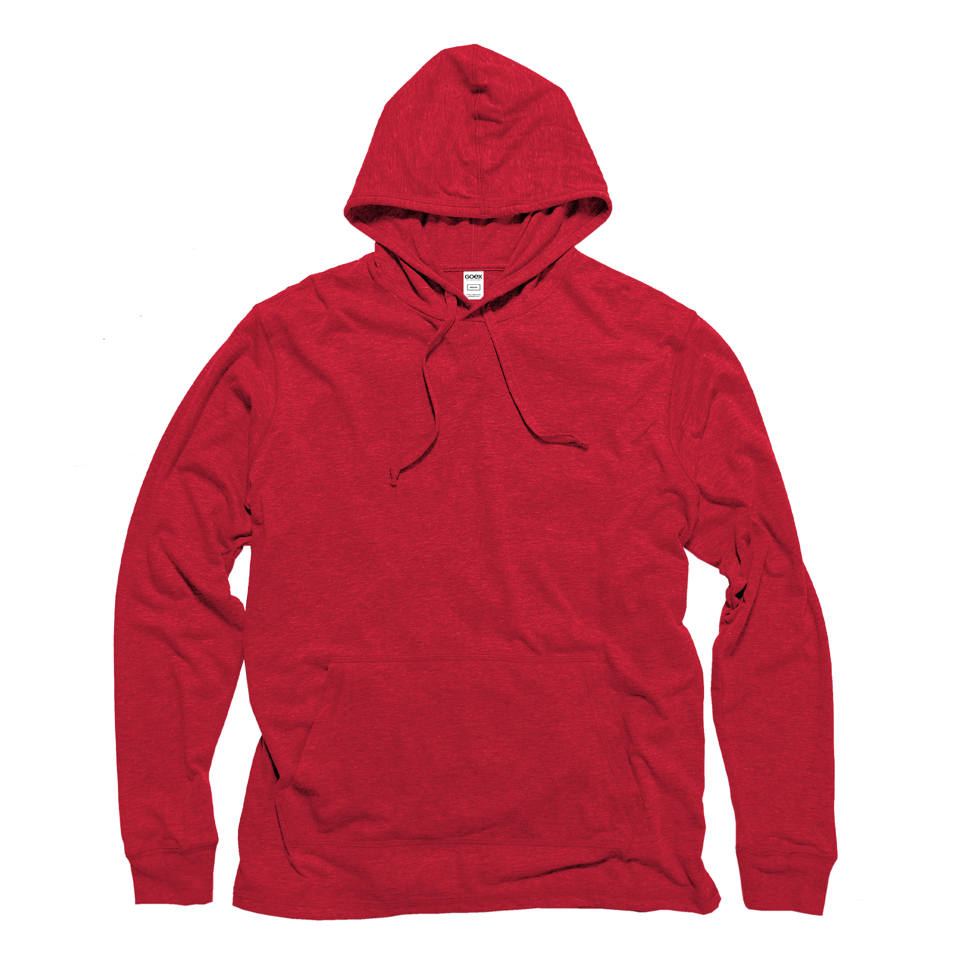 Front Flat Lay of GOEX Unisex and Men's Eco Triblend Long Sleeve Tee in Red
