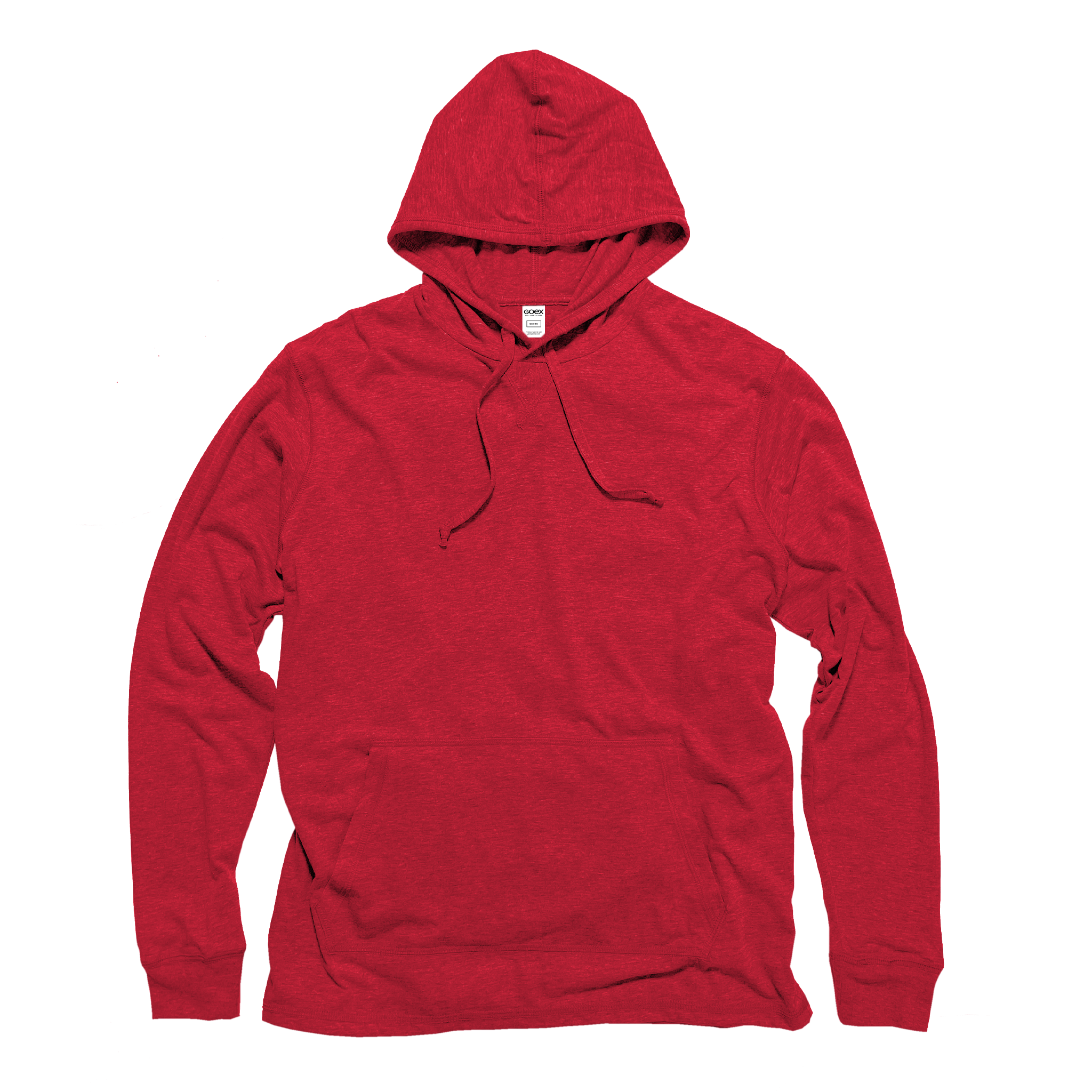 Front Flat Lay of GOEX Unisex and Men's Eco Triblend Long Sleeve Tee in Red