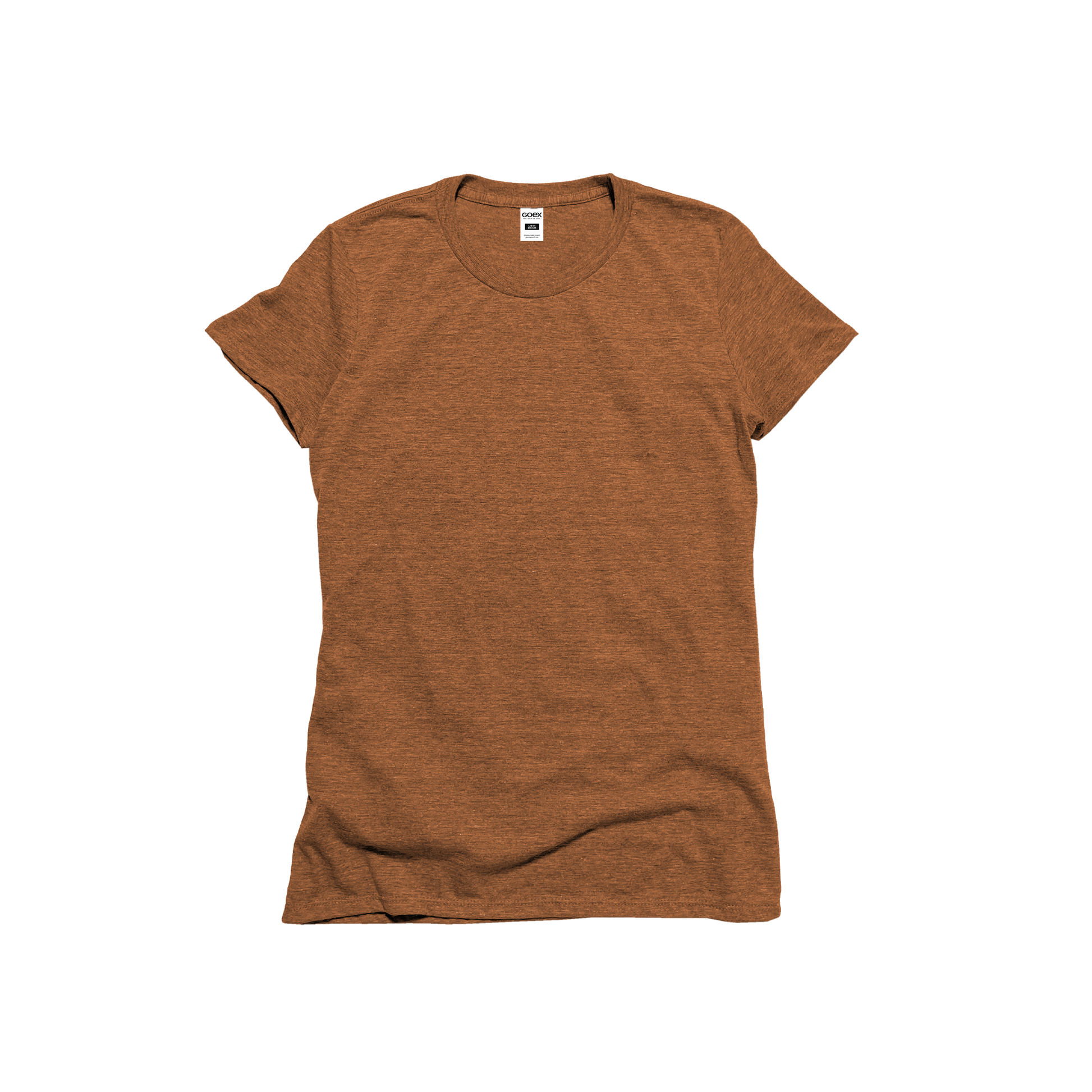 Front Flat Lay of GOEX Ladies Eco Triblend Tee in Amber