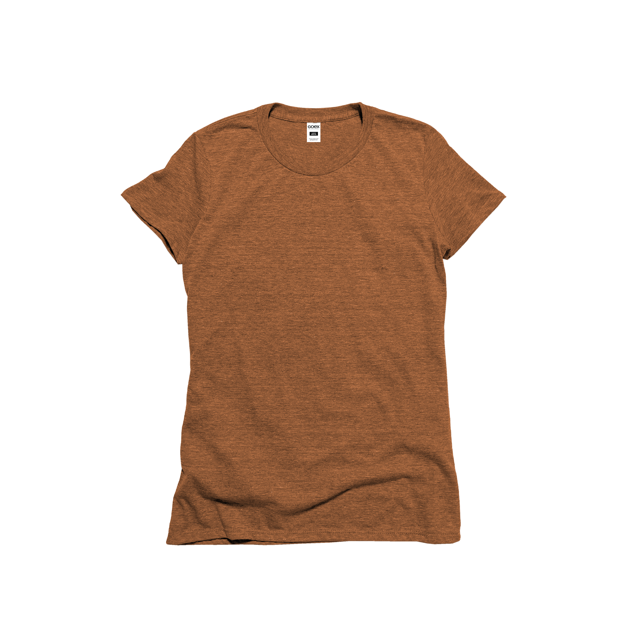 Front Flat Lay of GOEX Ladies Eco Triblend Tee in Amber