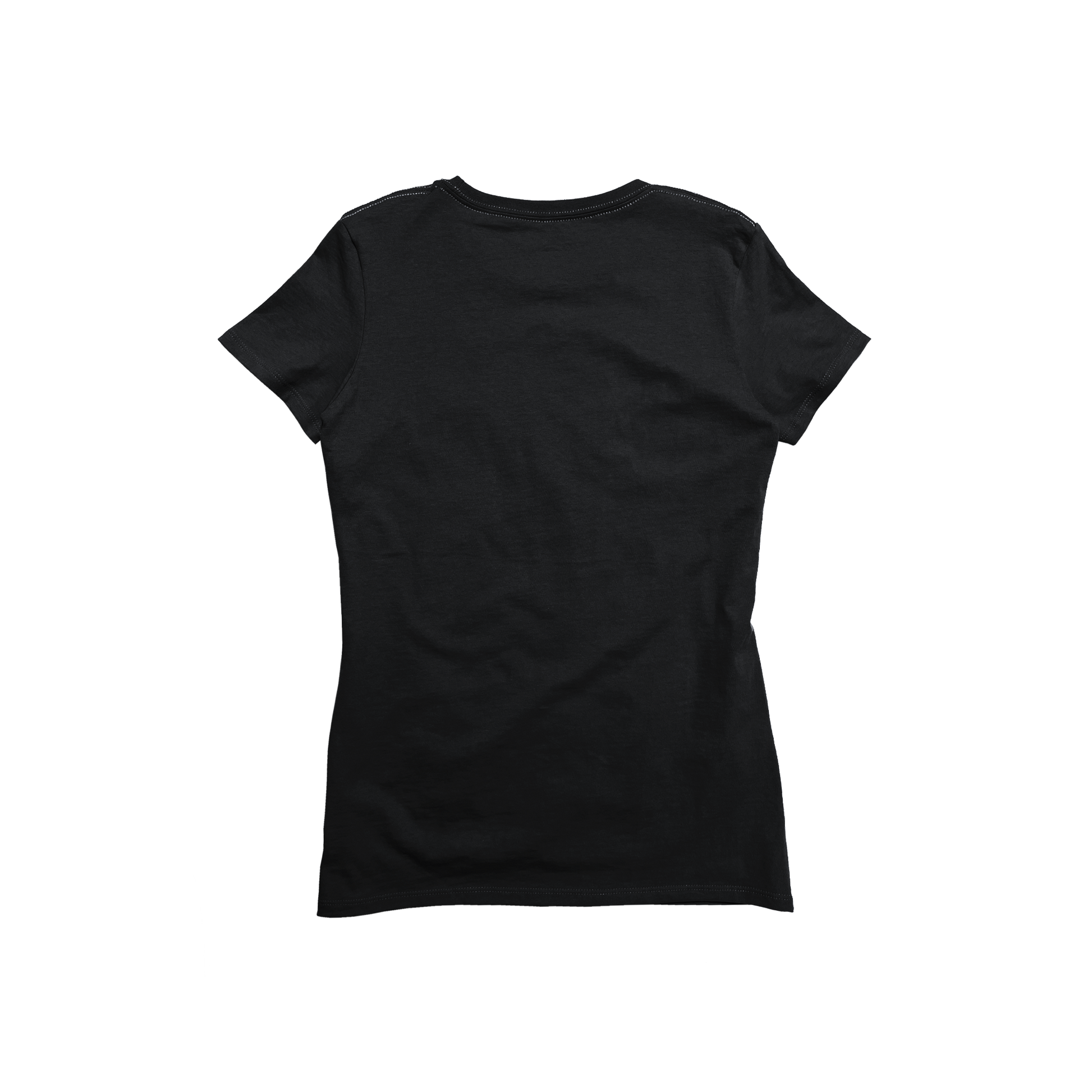 Back Flat Lay of GOEX Ladies Cotton V Neck Tee in Black
