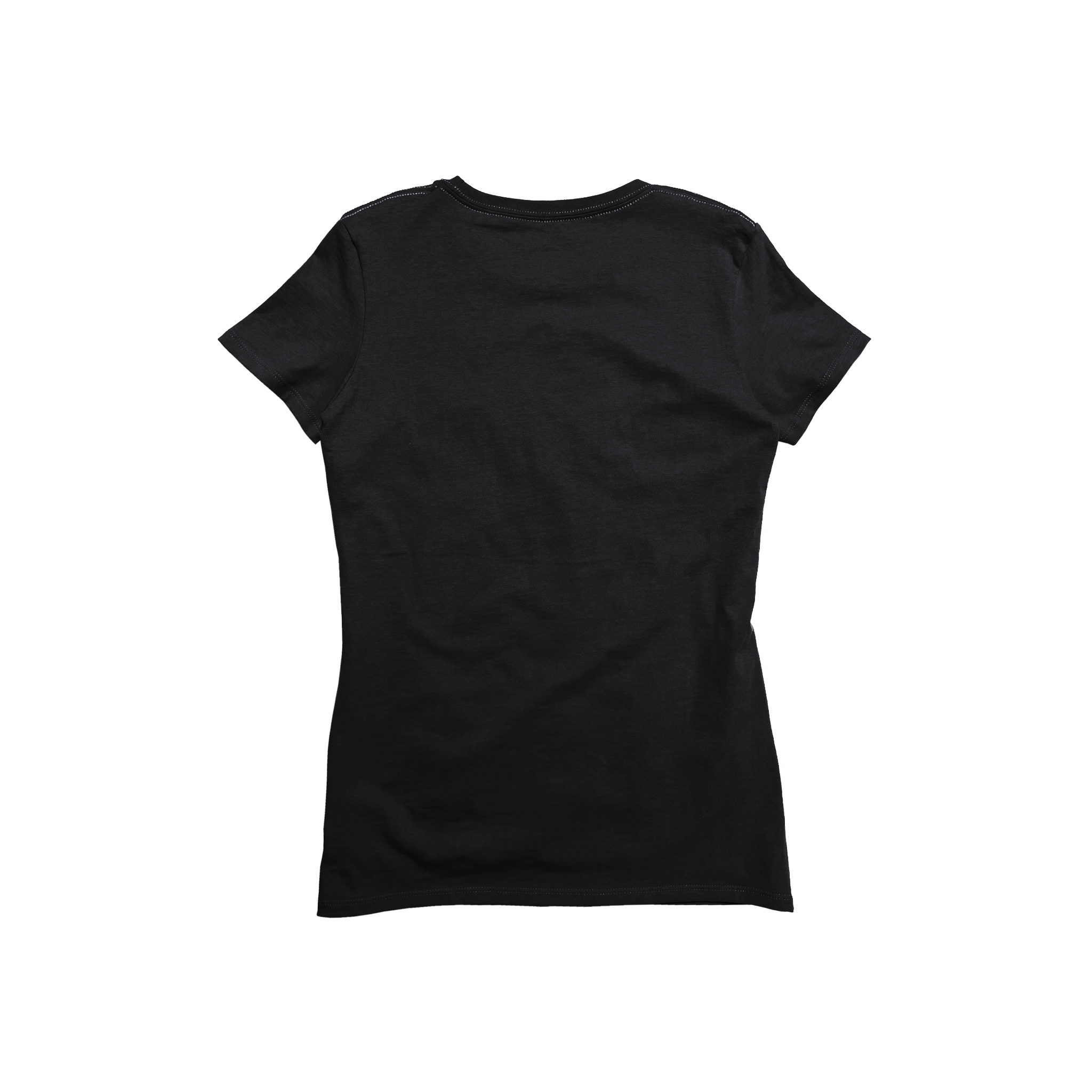 Back Flat Lay of GOEX Ladies Cotton V Neck Tee in Black