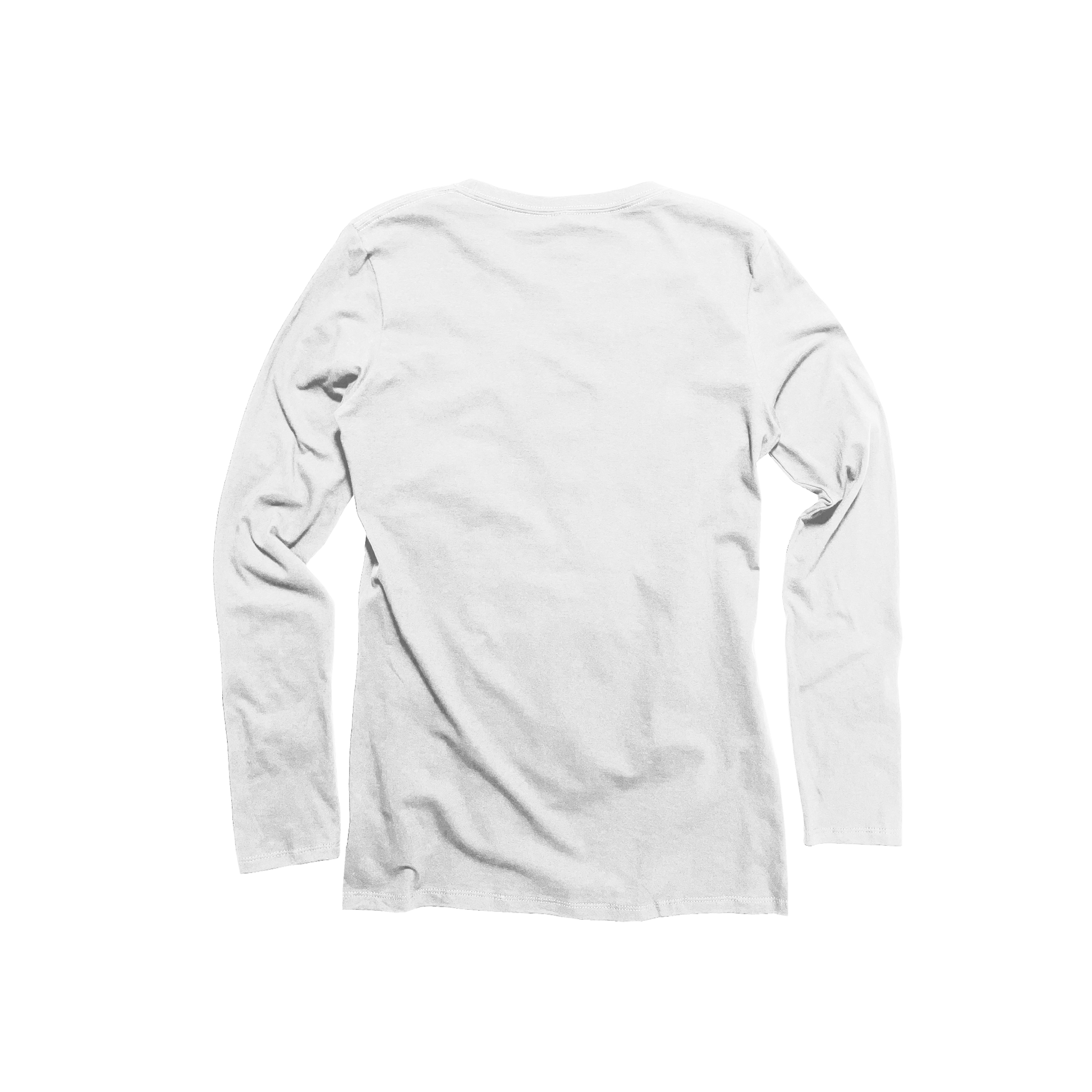 Back Flat Lay of GOEX Ladies Premium Cotton LS Tee in White