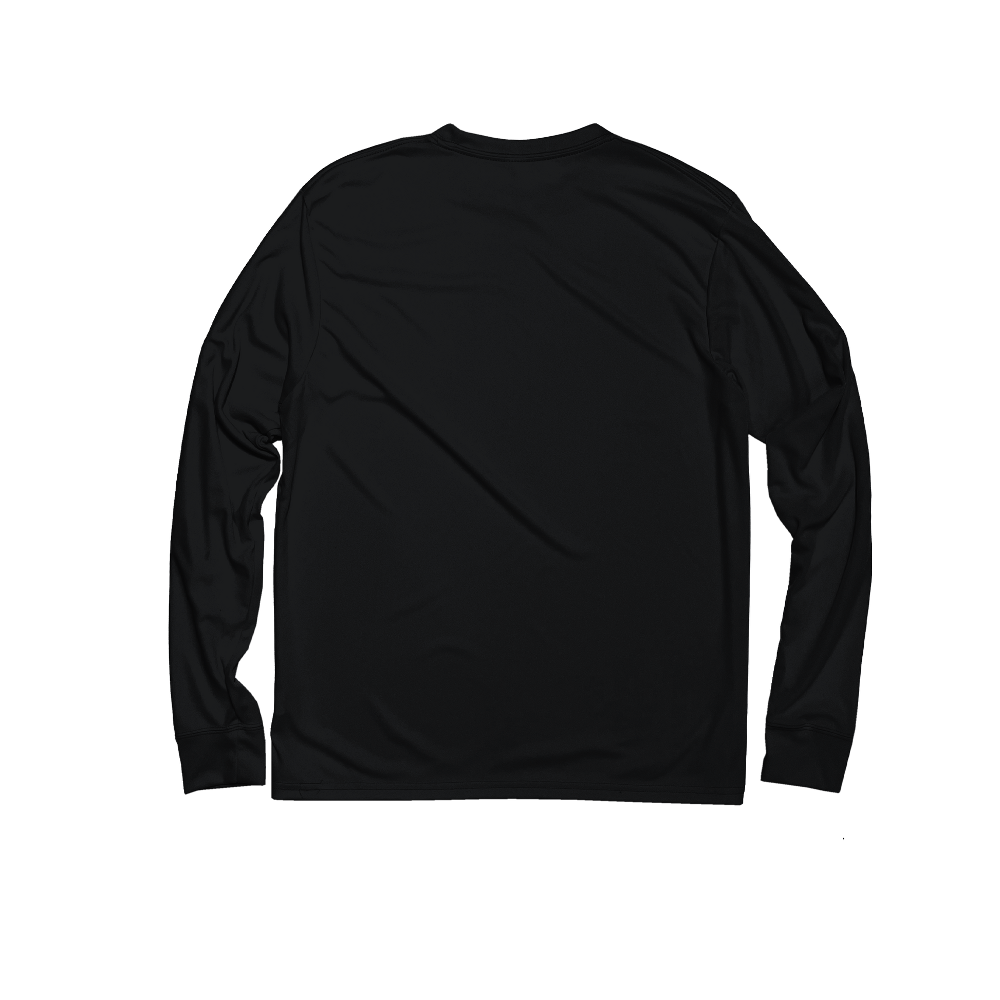 Back Flat Lay of GOEX Unisex and Men's Eco Poly LS Tee in Black