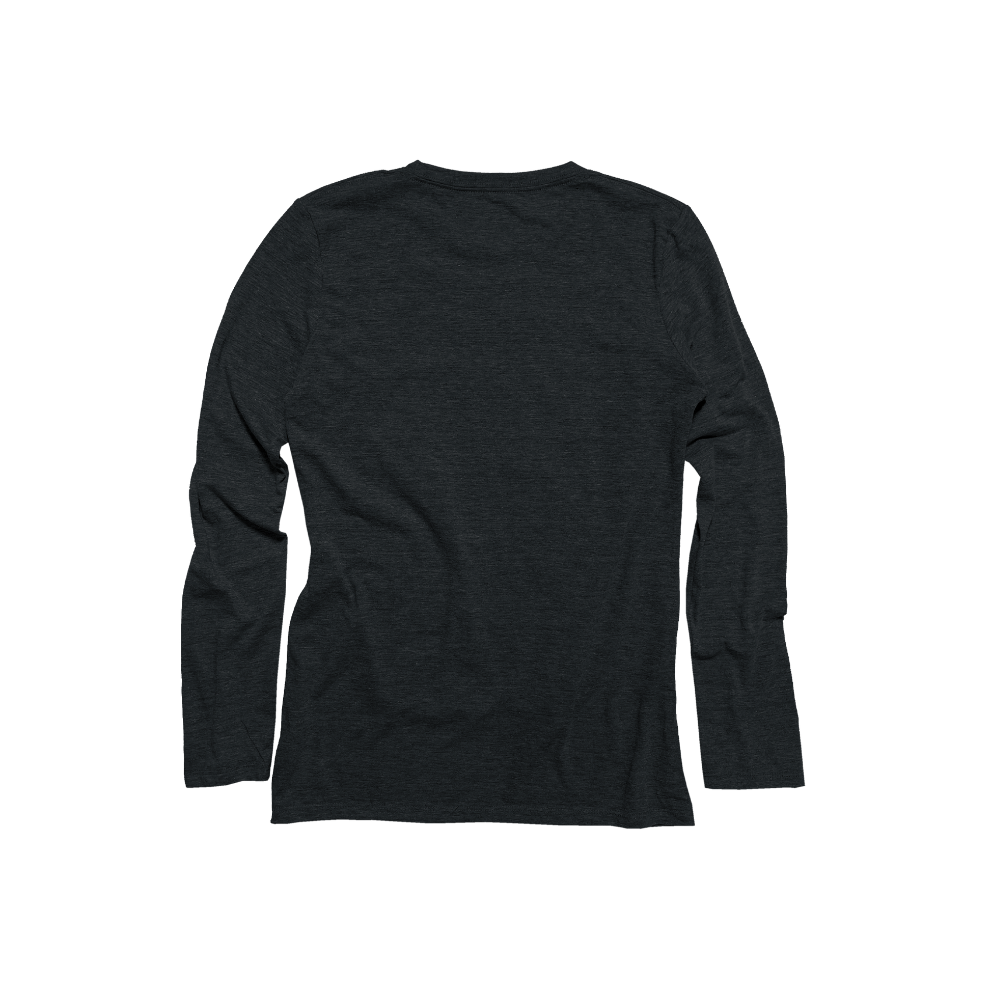 Back Flat Lay of GOEX Ladies Long Sleeve Eco Triblend Tee in Charcoal
