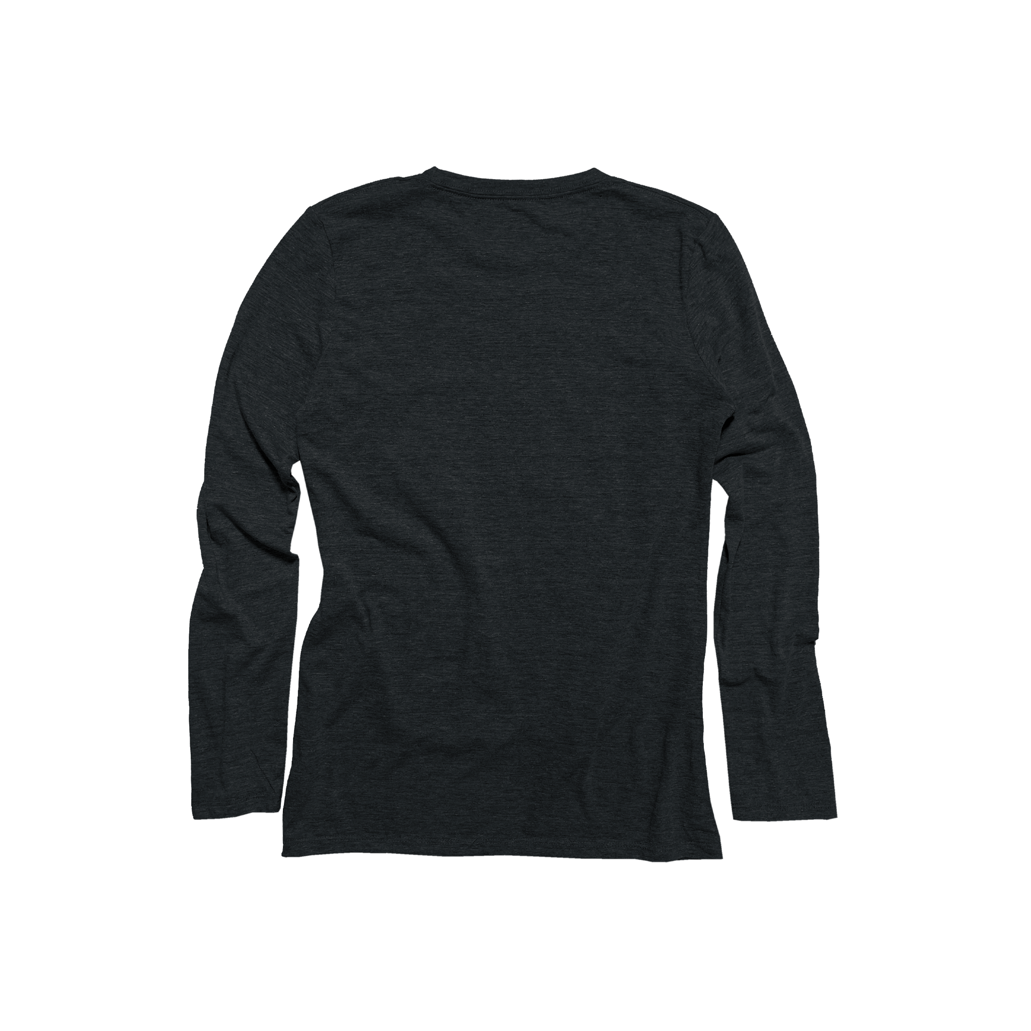 Back Flat Lay of GOEX Ladies Long Sleeve Eco Triblend Tee in Charcoal