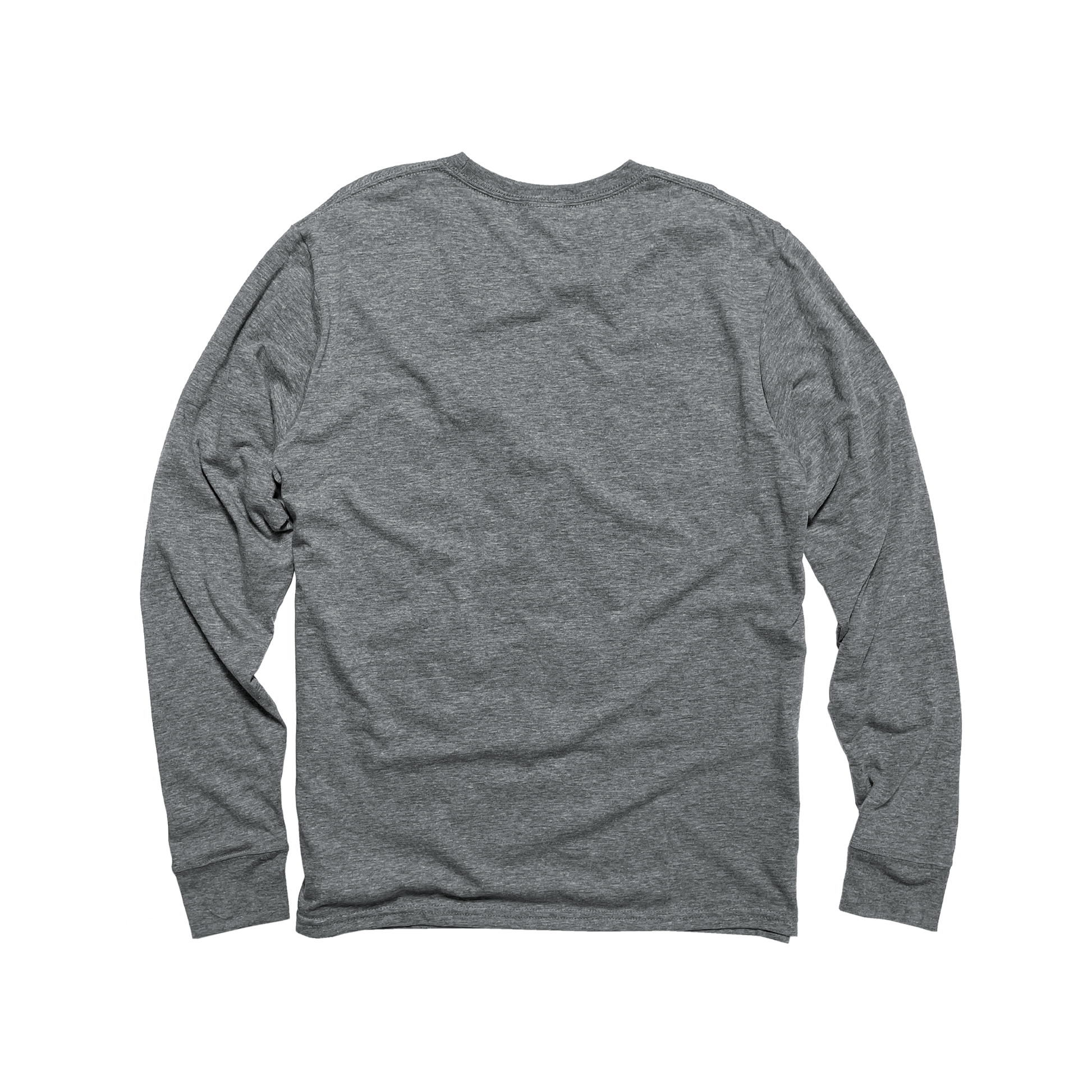 Back Flat Lay of GOEX Unisex and Men's Eco Triblend LS Tee in Heather Grey