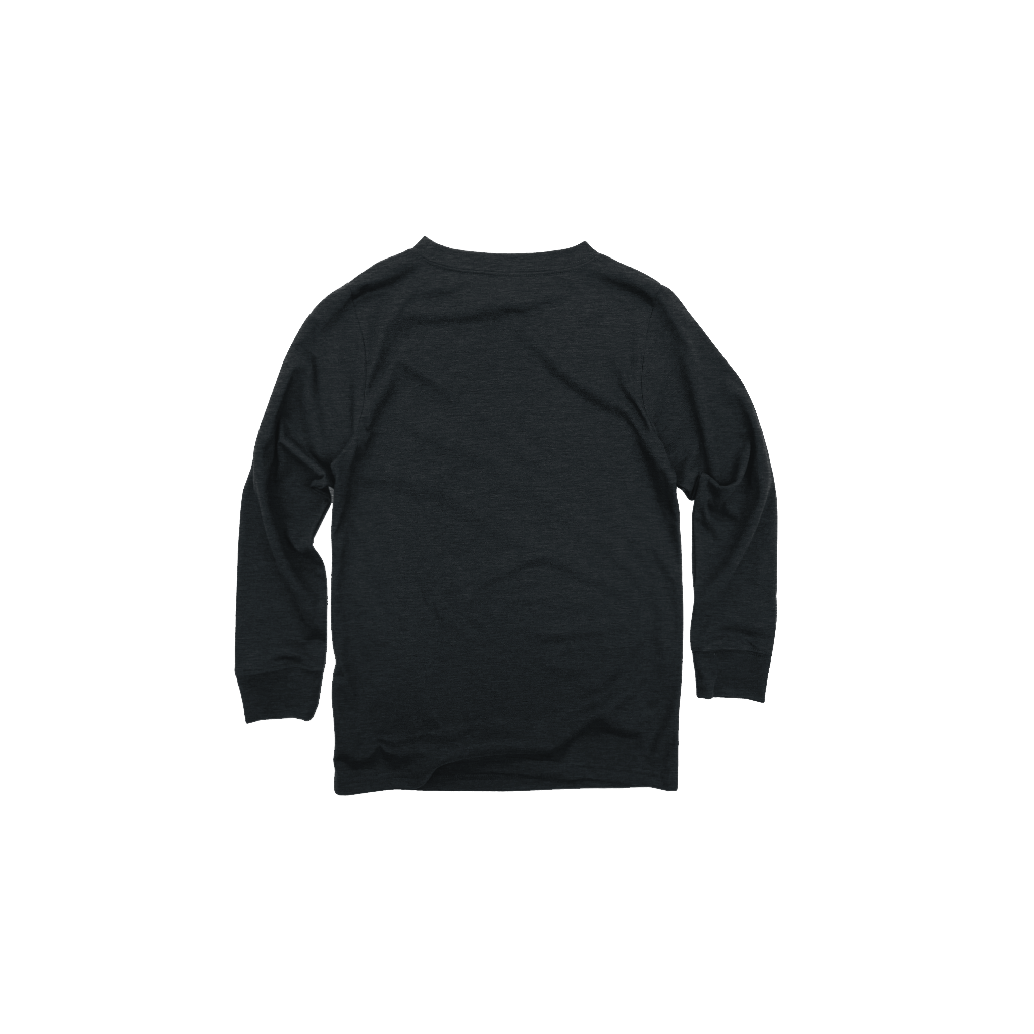 Back Flat Lay of GOEX Youth Eco Triblend Long Sleeve Tee in Charcoal