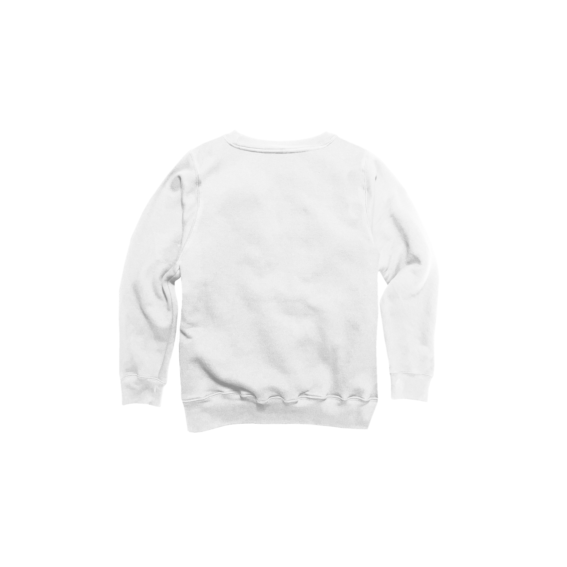 Back Flat Lay of GOEX Youth Fleece Crew in White