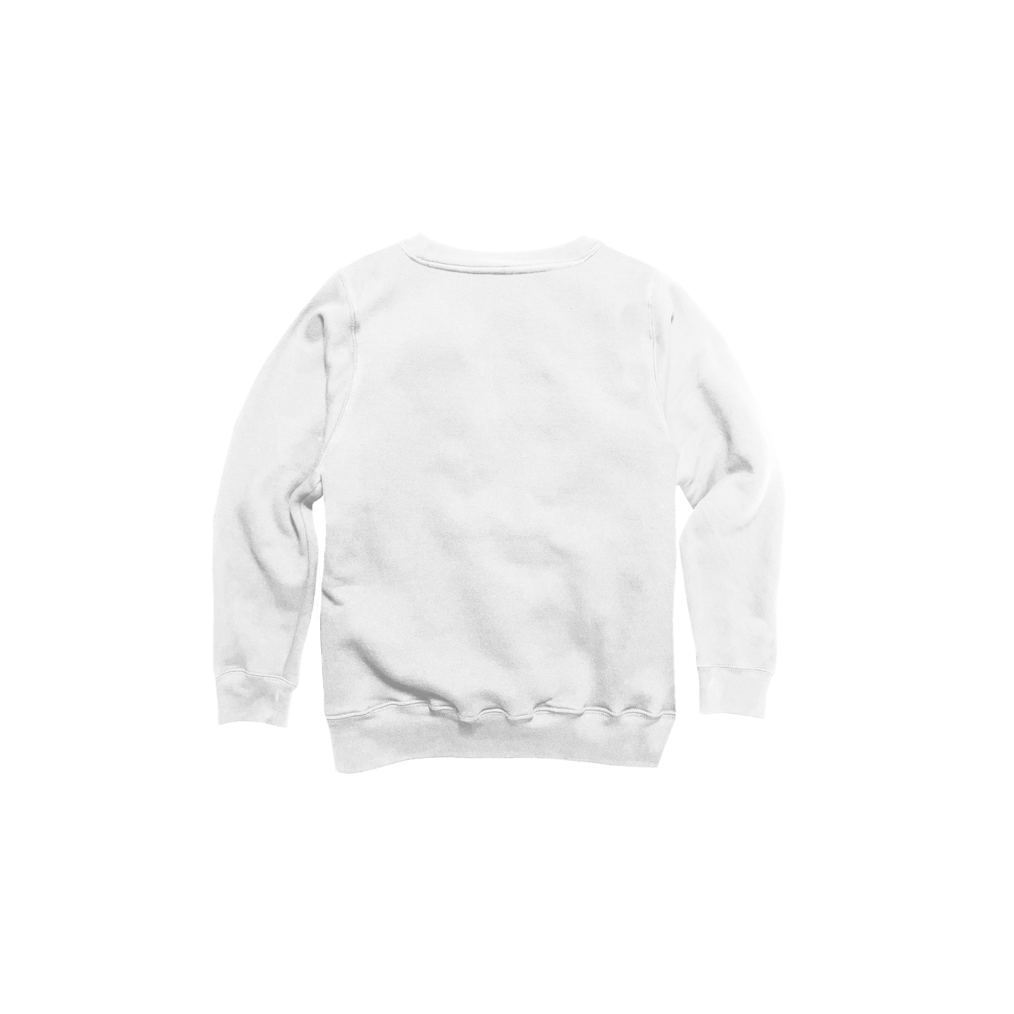 Back Flat Lay of GOEX Youth Fleece Crew in White