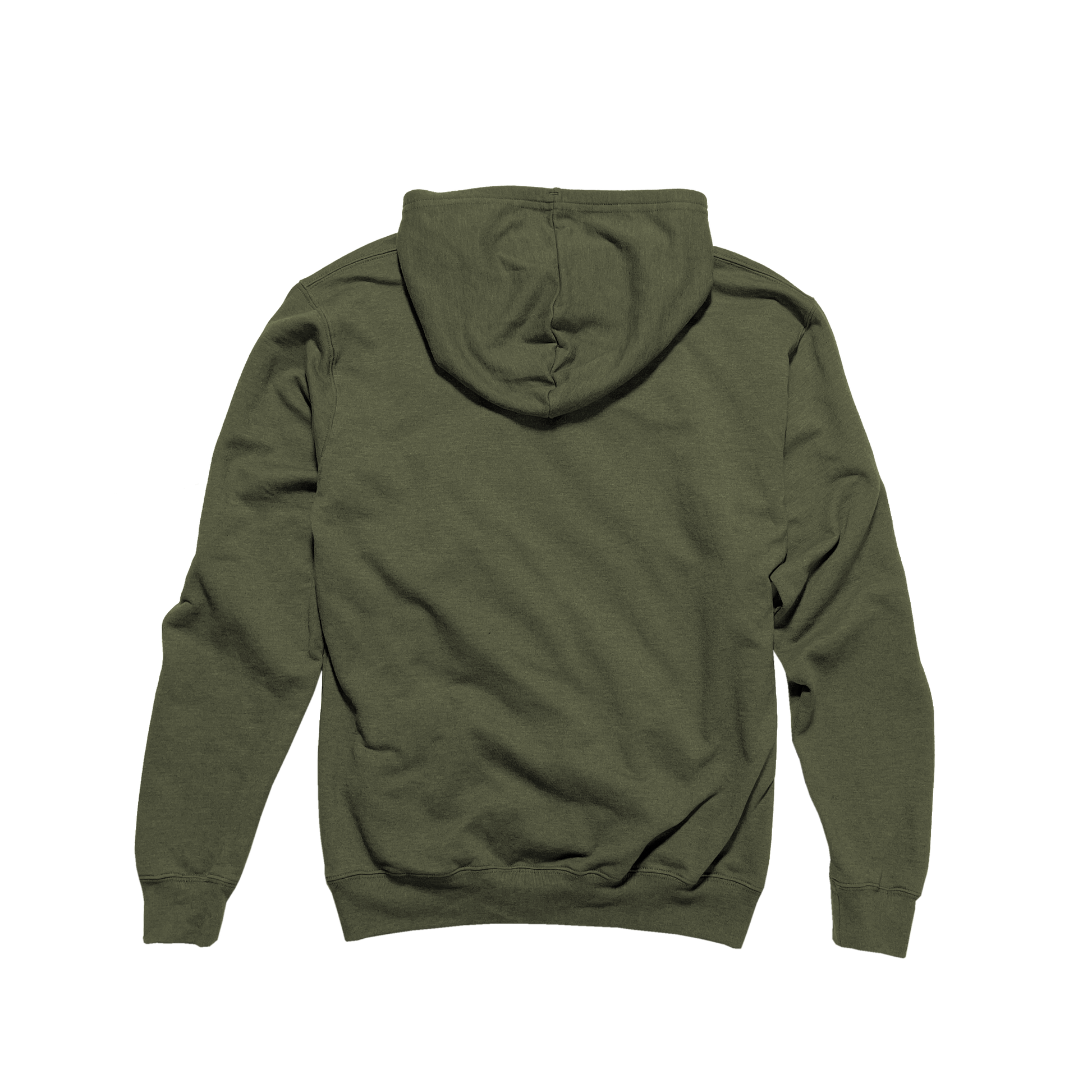 Back Flat Lay of GOEX Unisex and Men's Fleece Hoodie in Olive