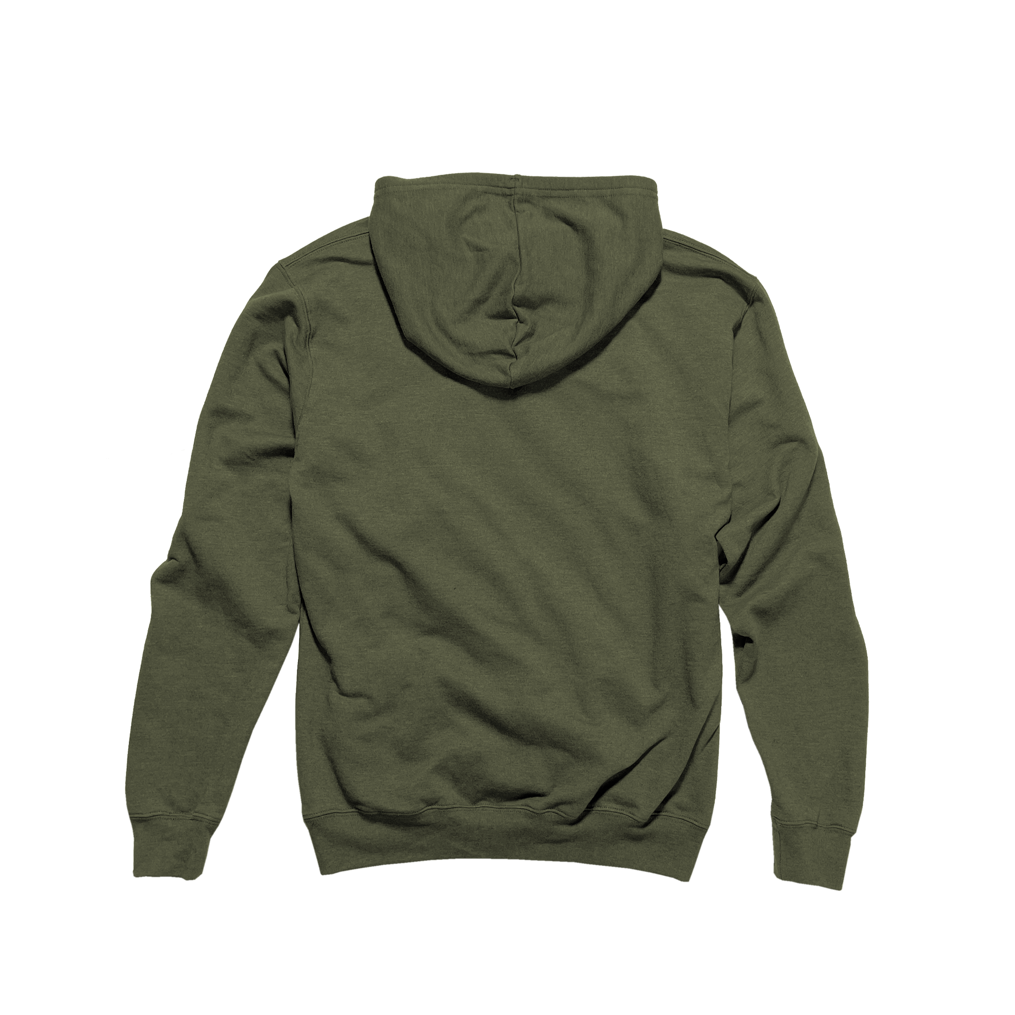 Back Flat Lay of GOEX Unisex and Men's Fleece Hoodie in Olive