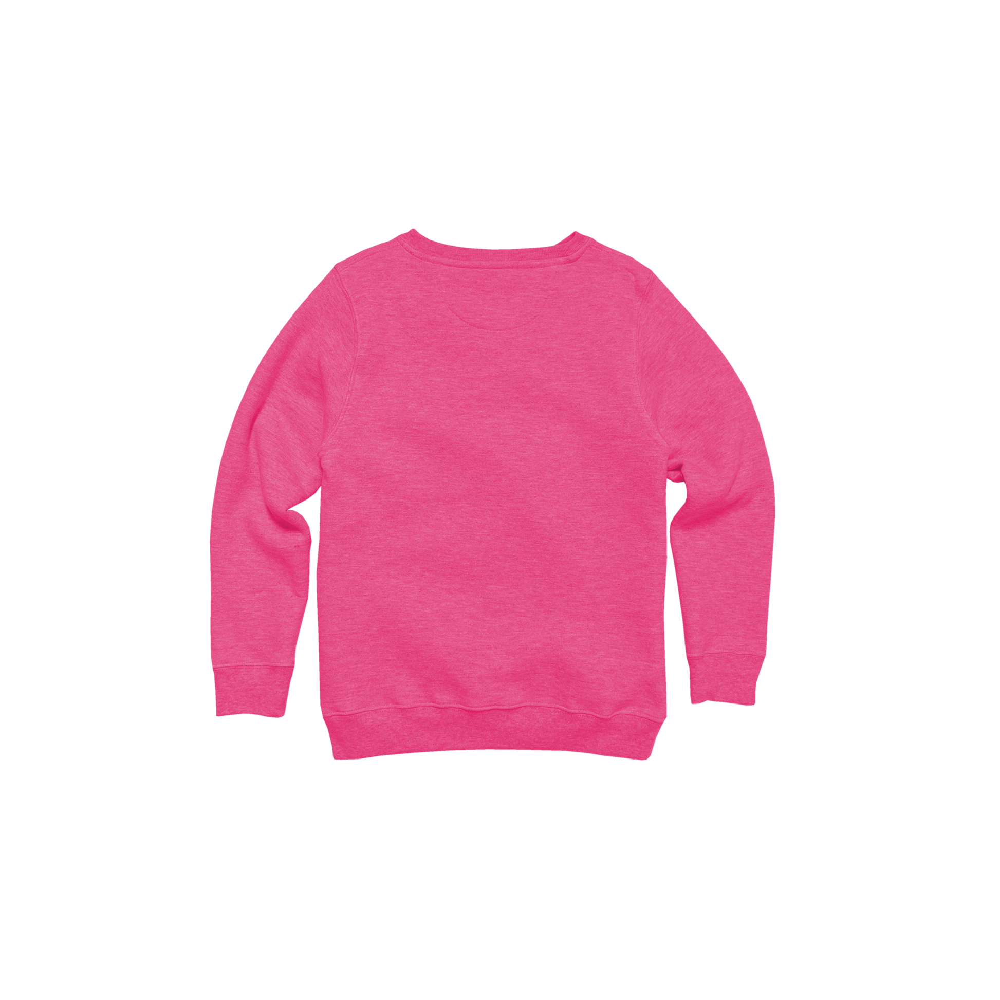 Back Flat Lay of GOEX Youth Fleece Crew in Neon Pink
