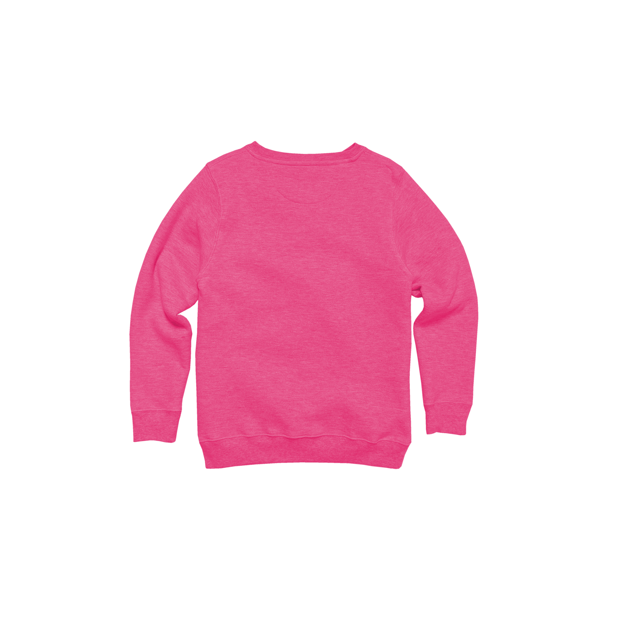 Back Flat Lay of GOEX Youth Fleece Crew in Neon Pink