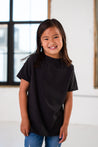 Girl Model wearing GOEX Youth Cotton Tee in Black