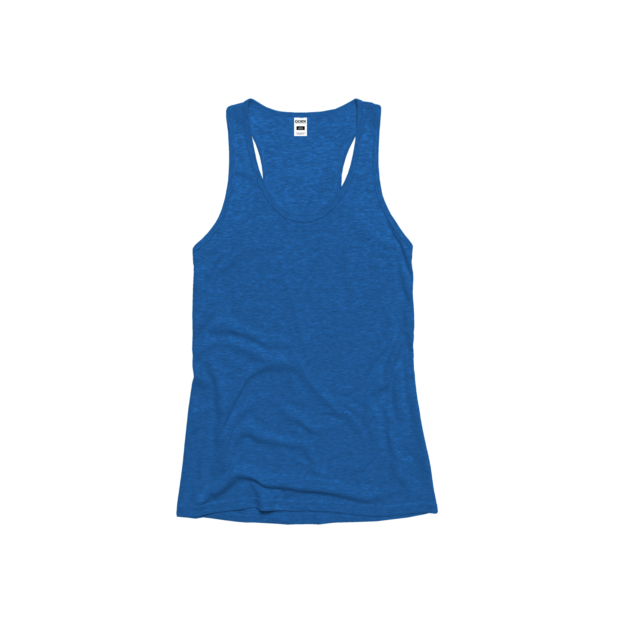 Front Flat Lay of GOEX Ladies Eco Triblend Rib Tank in Royal