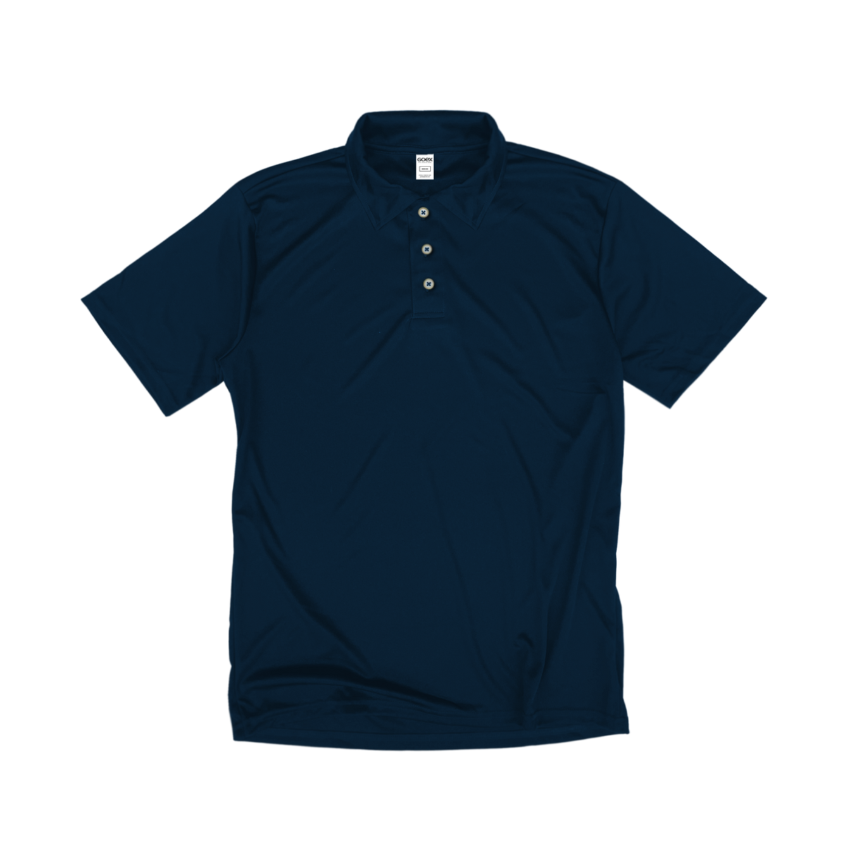 Front Flat Lay of GOEX Unisex and Men's Eco Poly Polo in Navy