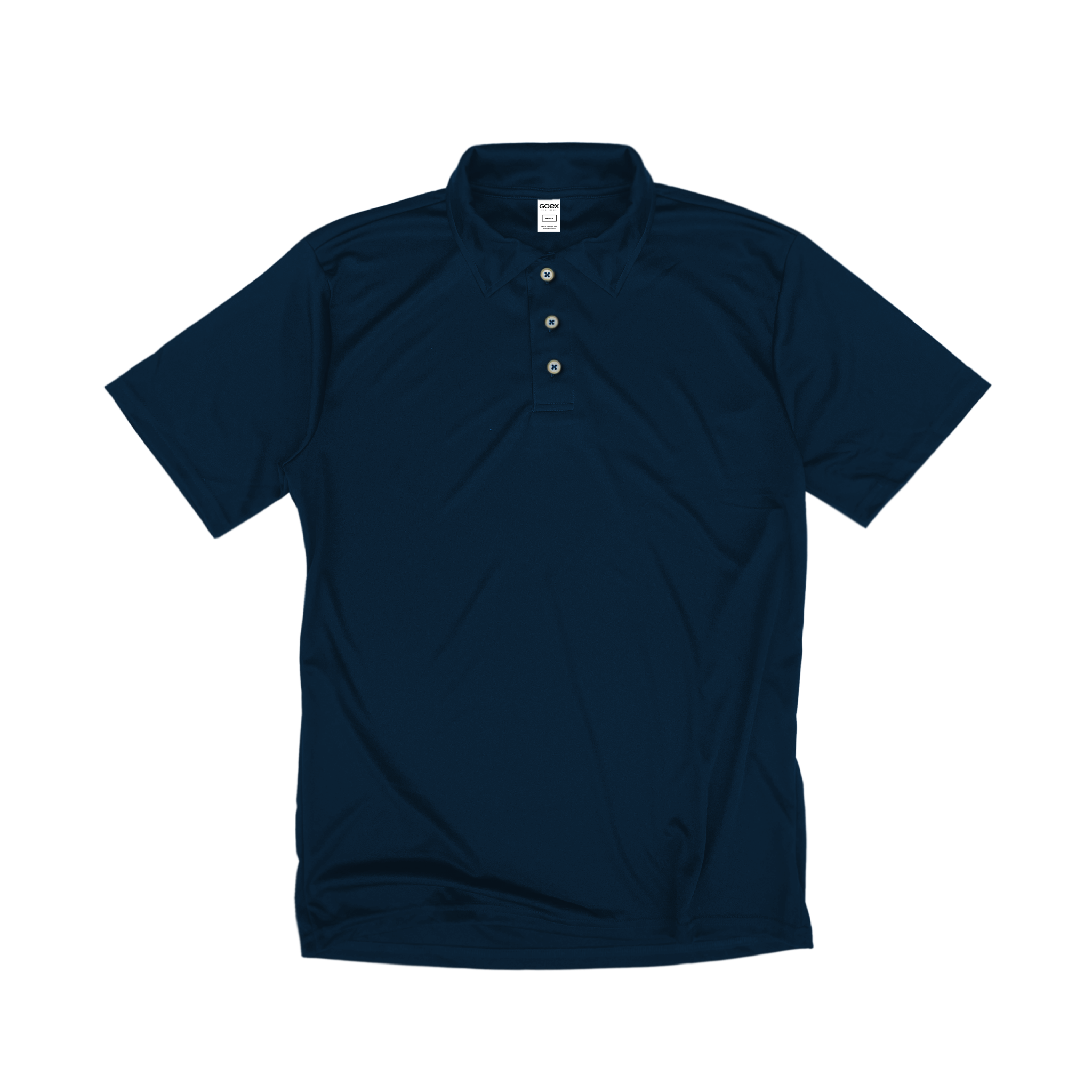 Front Flat Lay of GOEX Unisex and Men's Eco Poly Polo in Navy